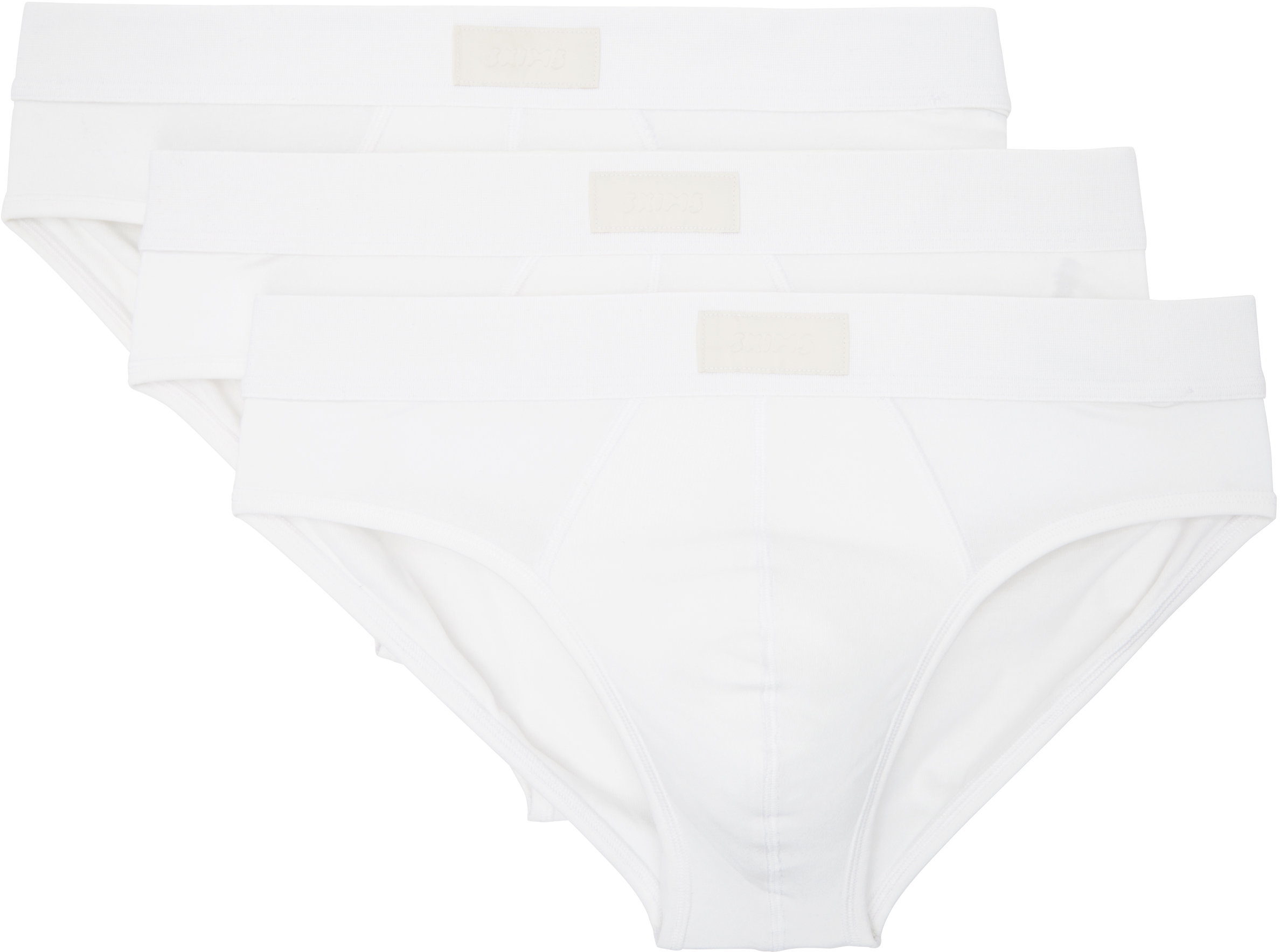 Skims Three-pack White  Cotton Briefs In Chalk