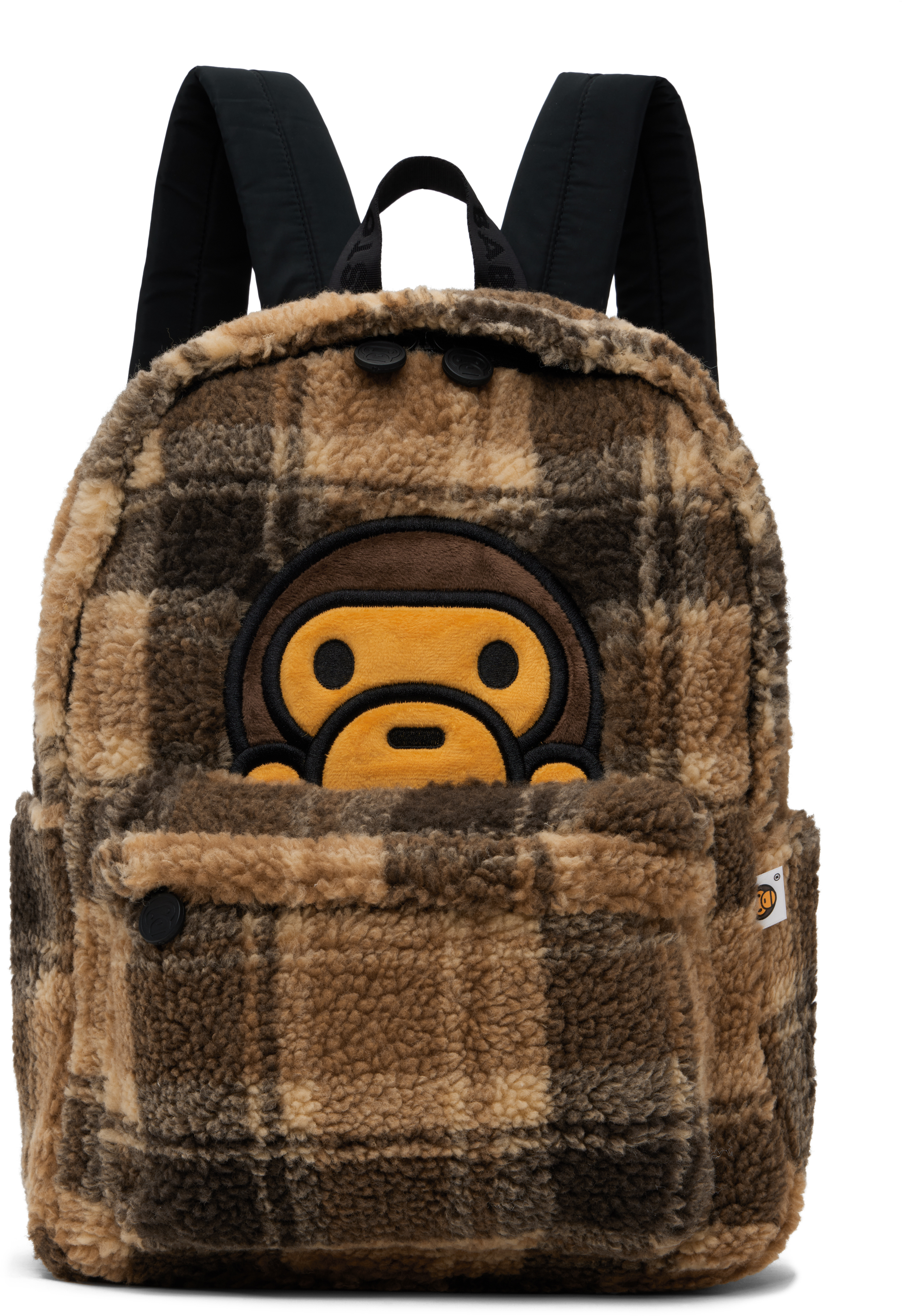 Shop Bape Brown Baby Milo Fur Check Backpack In Bgh