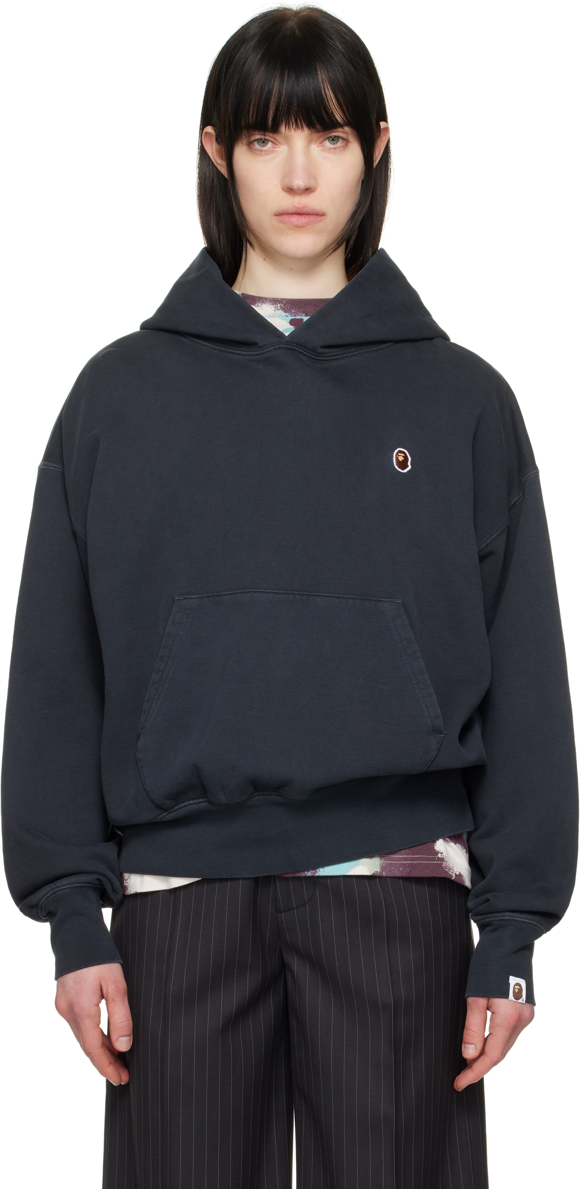 Black Pigment Dyed One Point Oversized Hoodie