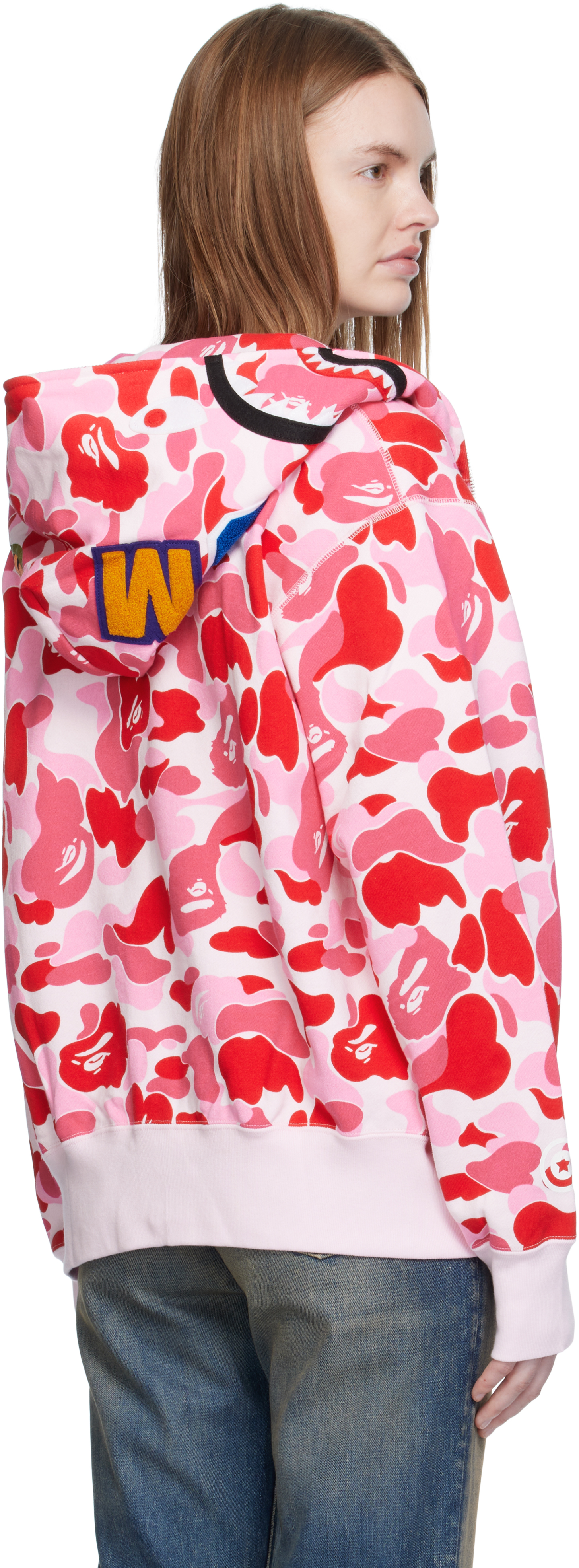 Bape Pink Abc Camo Shark Full Zip Hoodie In Pink