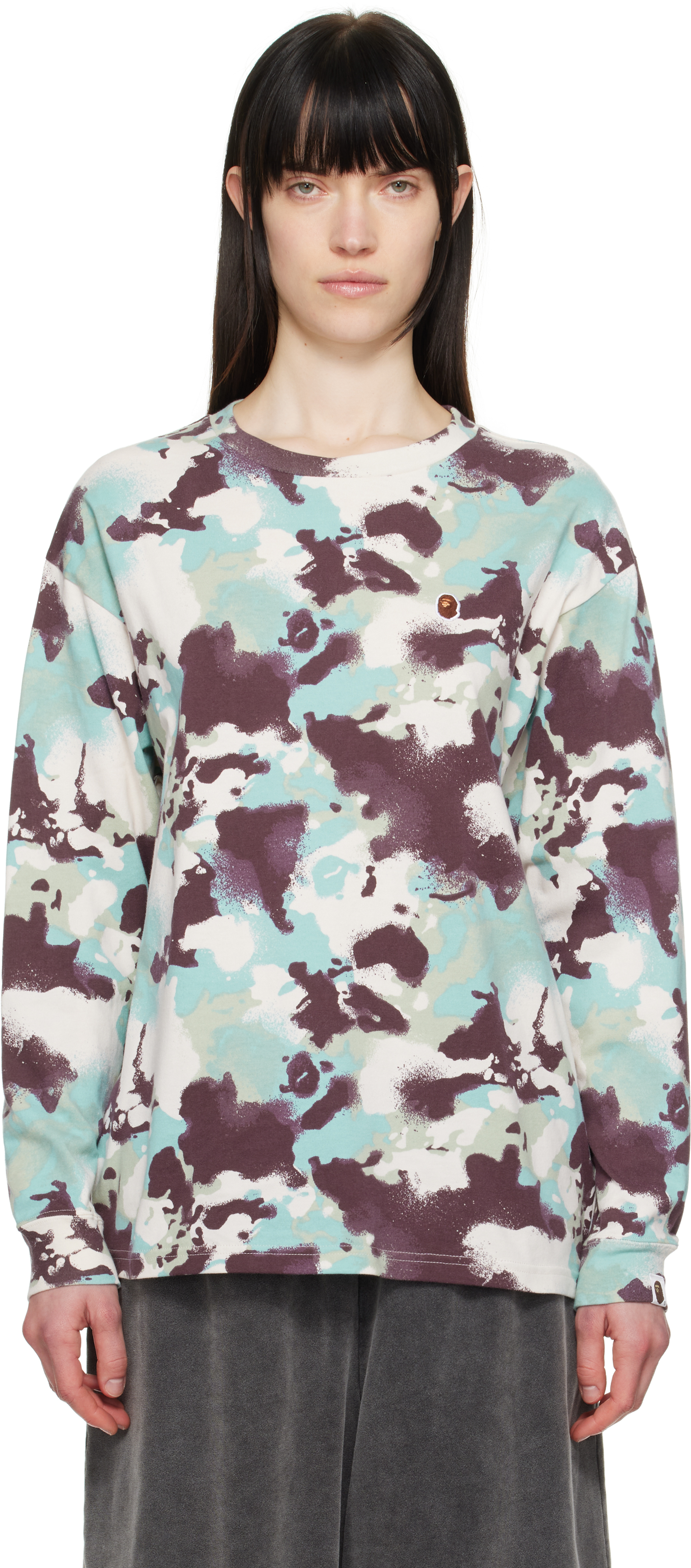 Blue 
Purple Map Camo Long Sleeve T-shirt