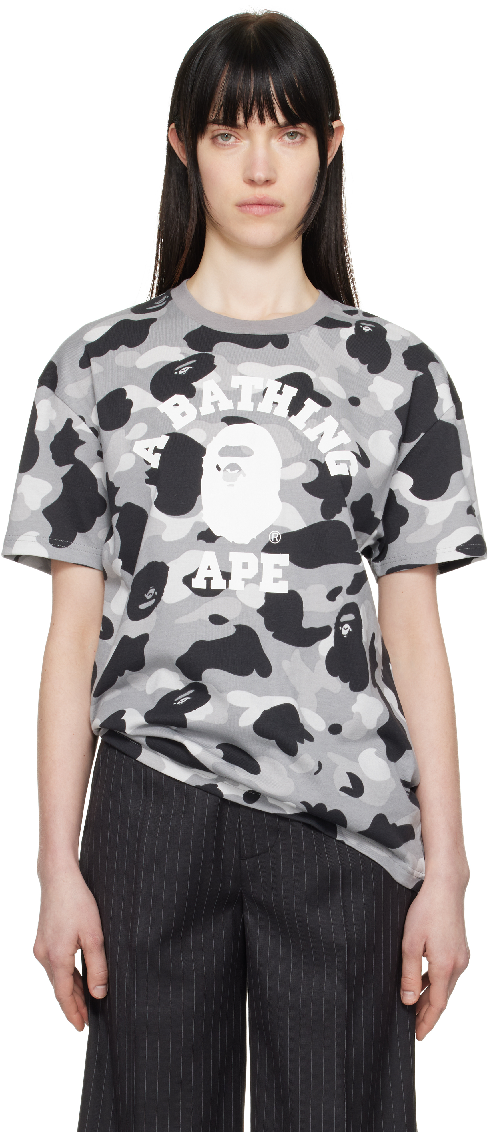 Gray 1st Camo College Oversized T-shirt by BAPE on Sale