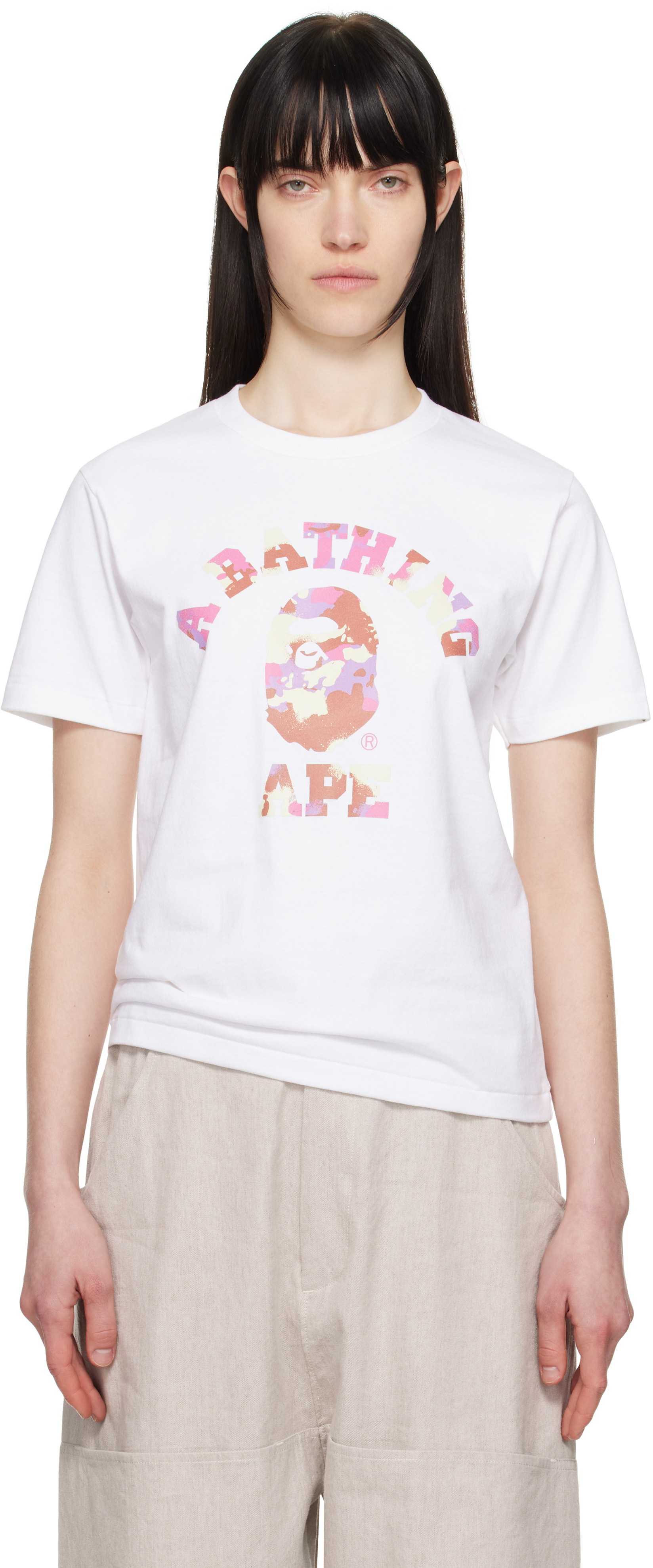 【A BATHING APE】MAP CAMO COLLEGE MILO TEE/ホワイト MAP CAMO COLLEGE MILO TEE | bape.com