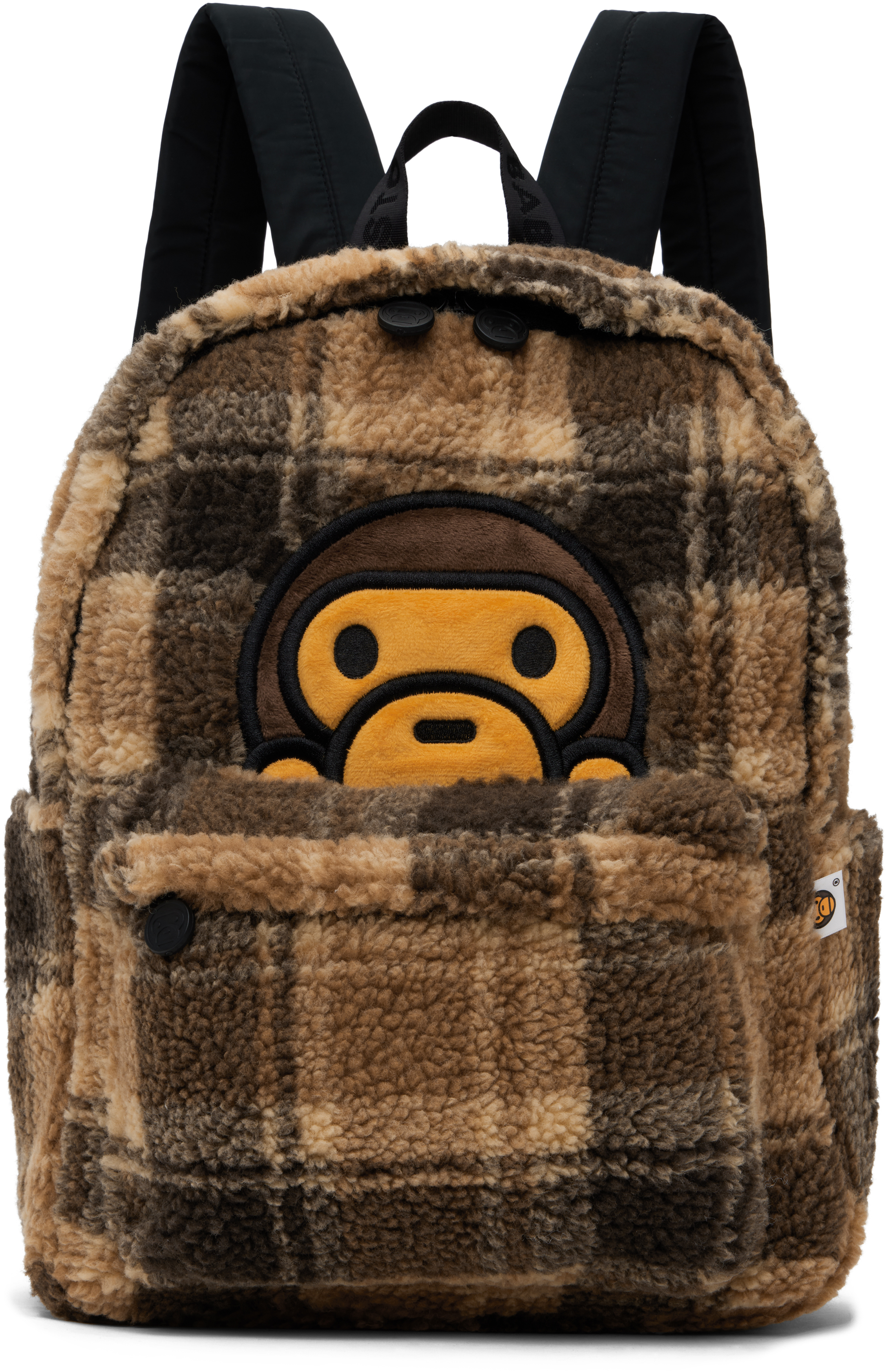 Bape Brown Baby Milo Fur Check Backpack In Bgh