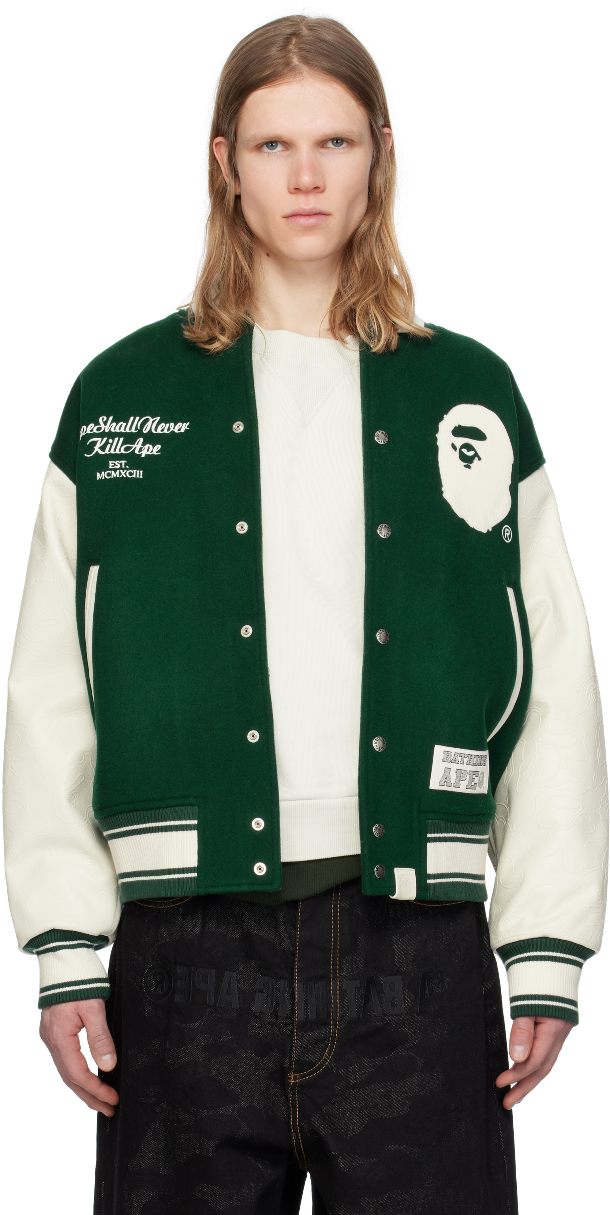 Black 
White 
BAPE
 Varsity Bomber Jacket