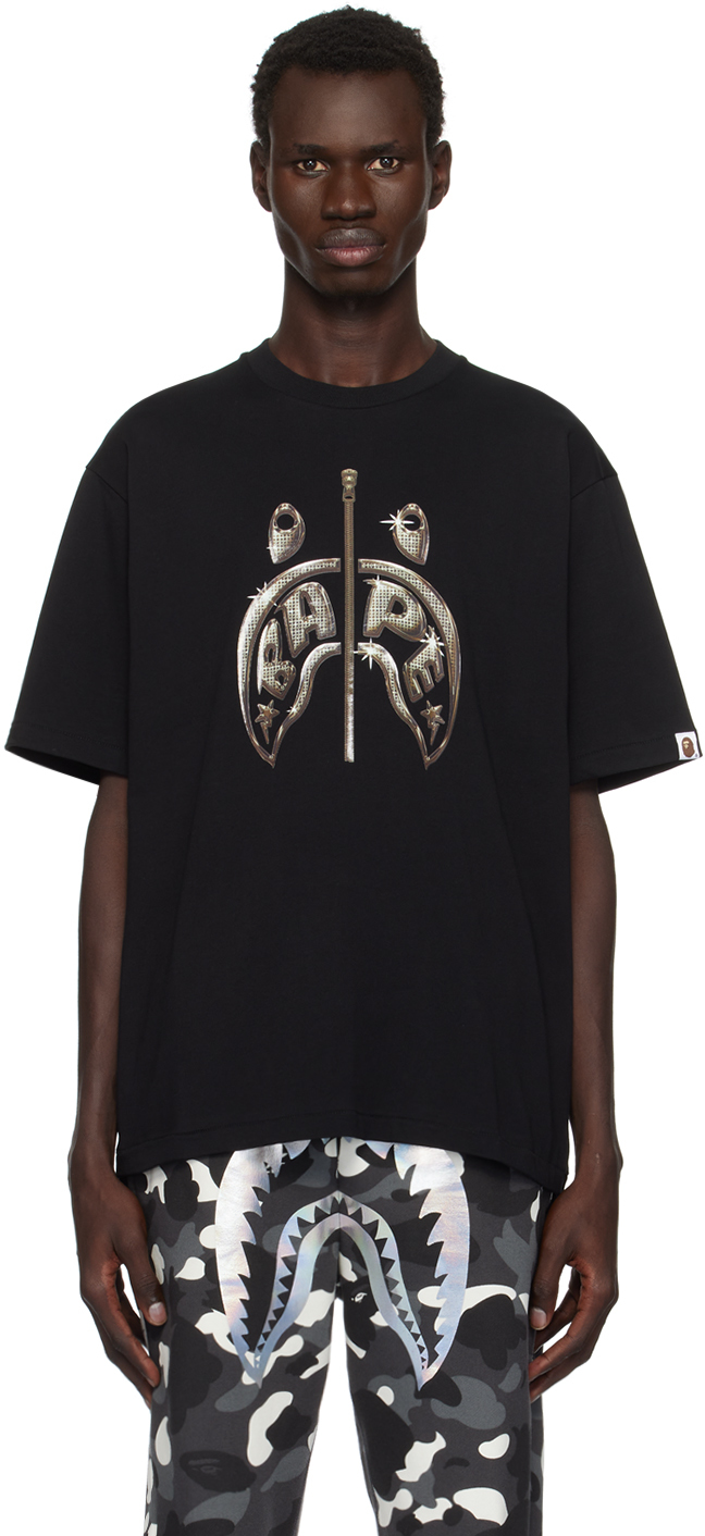 Shop Bape Black Mad Shark Photo Print Relaxed Fit T-shirt