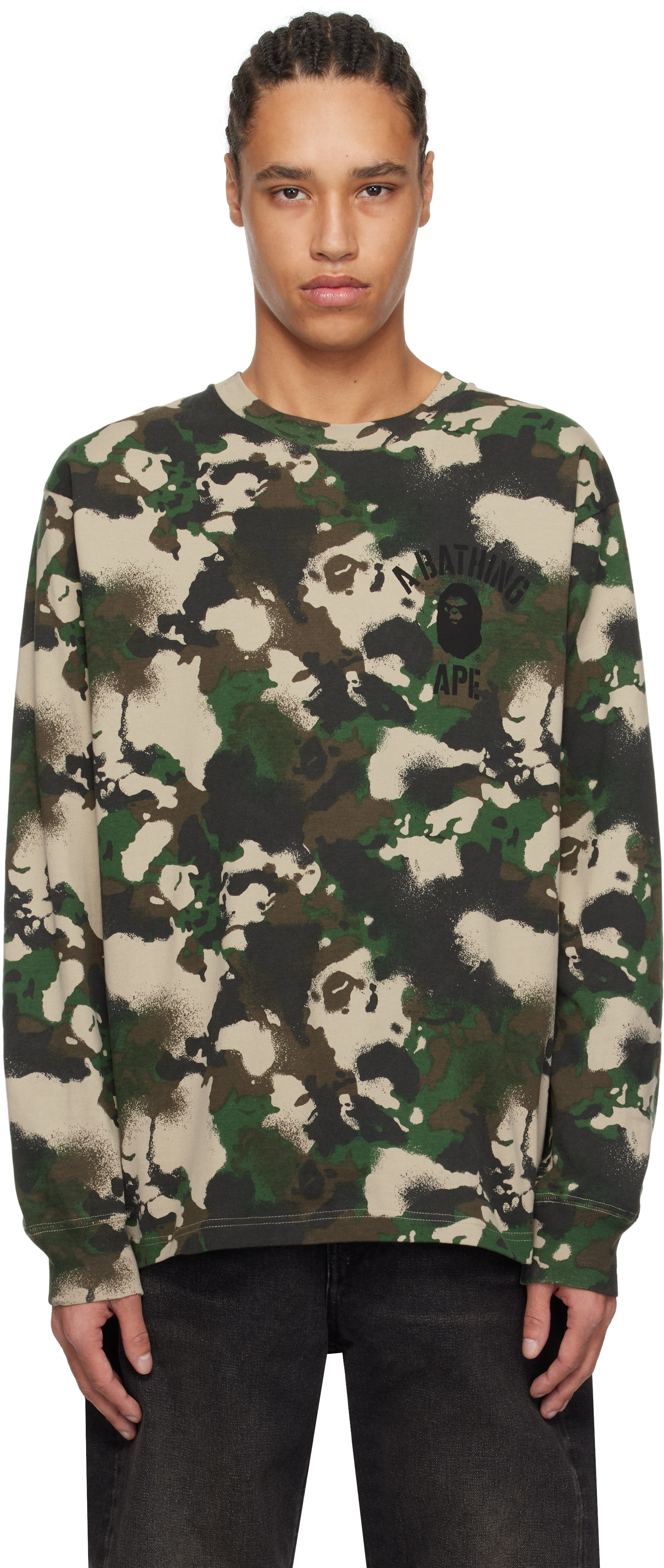 Green Map Camo Long Sleeve T-shirt by BAPE on Sale