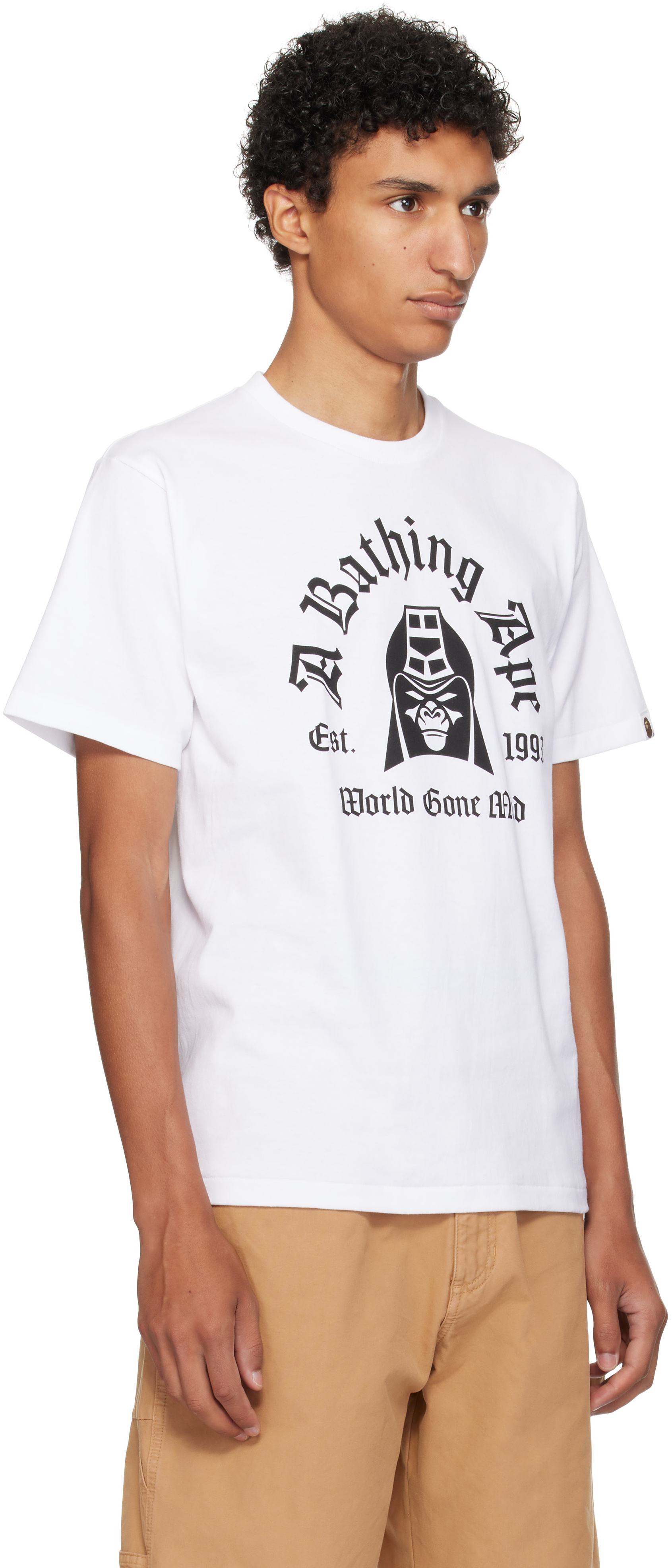 Bape White Printed Mad General College T-shirt In White