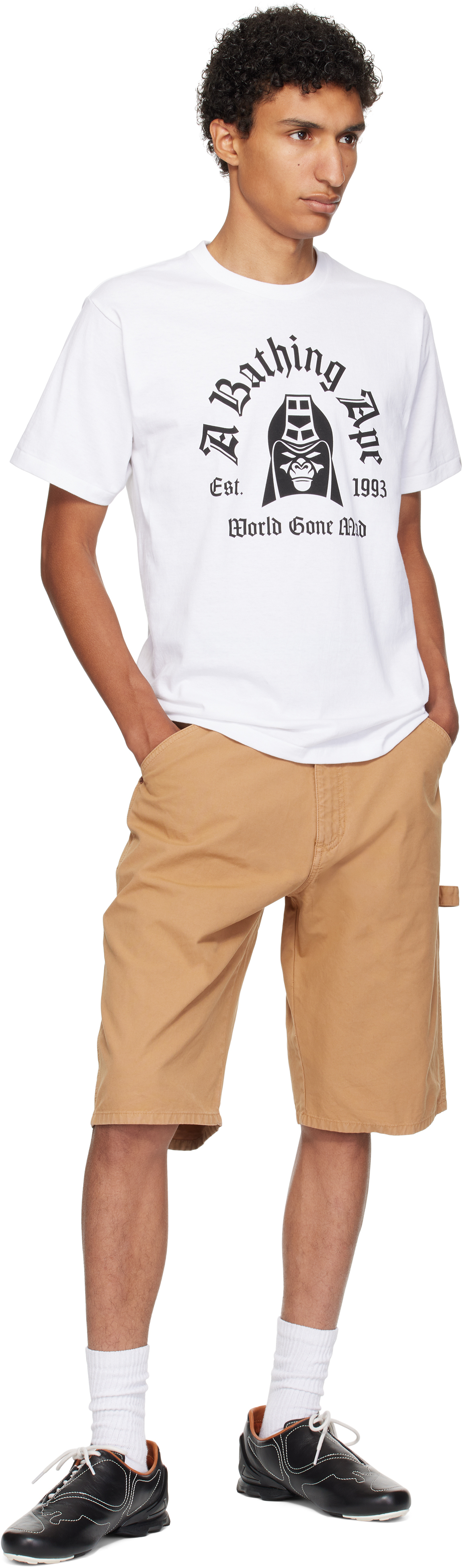 Bape White Printed Mad General College T-shirt In White