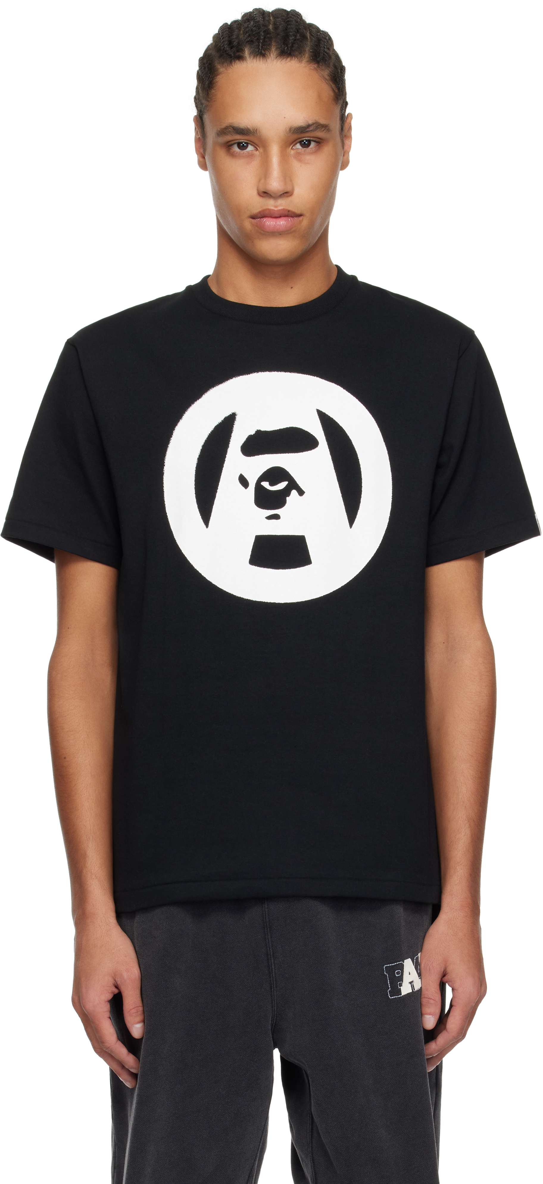 White Stencil Circle Ape Face T-shirt