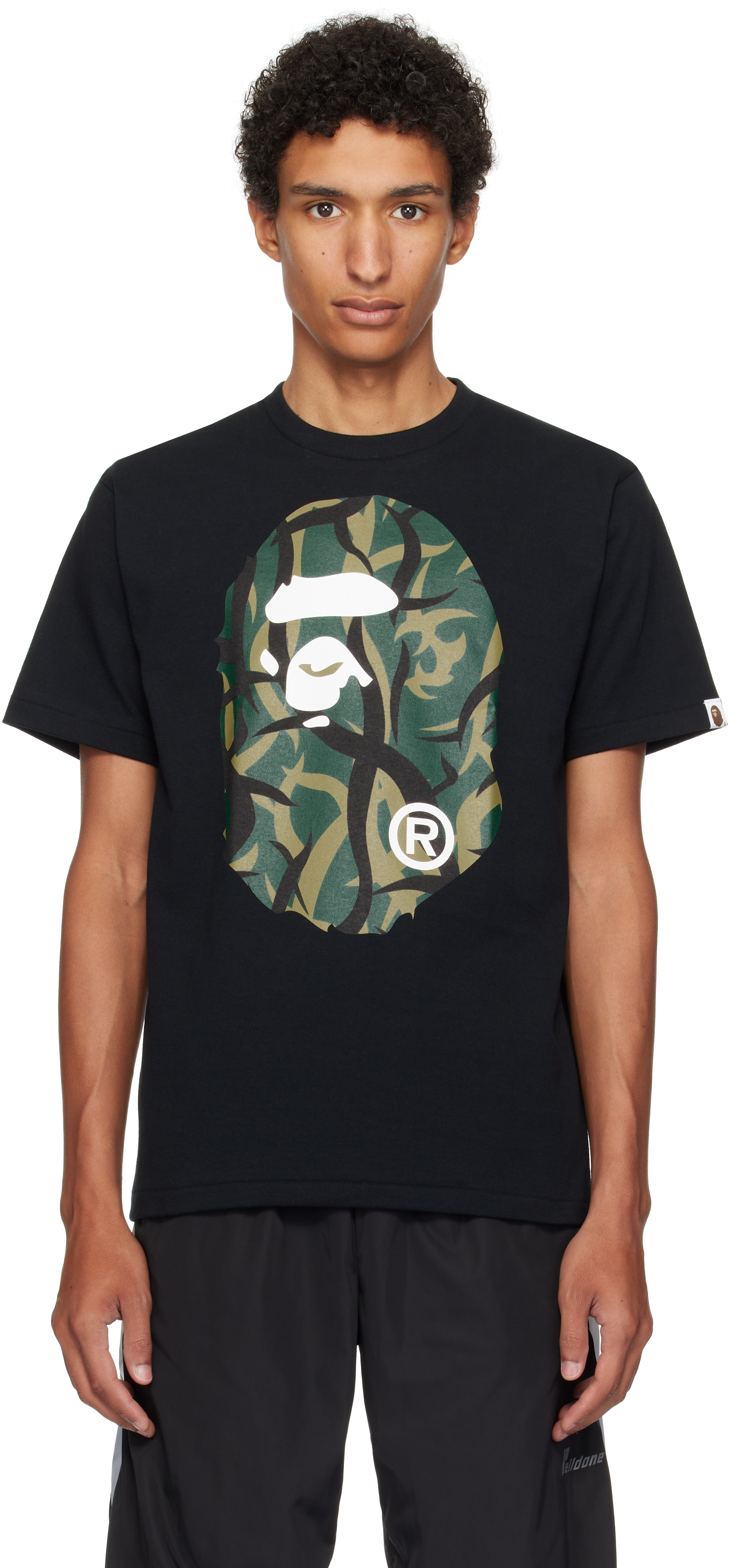Bape Black Trial Camo Big Ape Head T-shirt In Black
