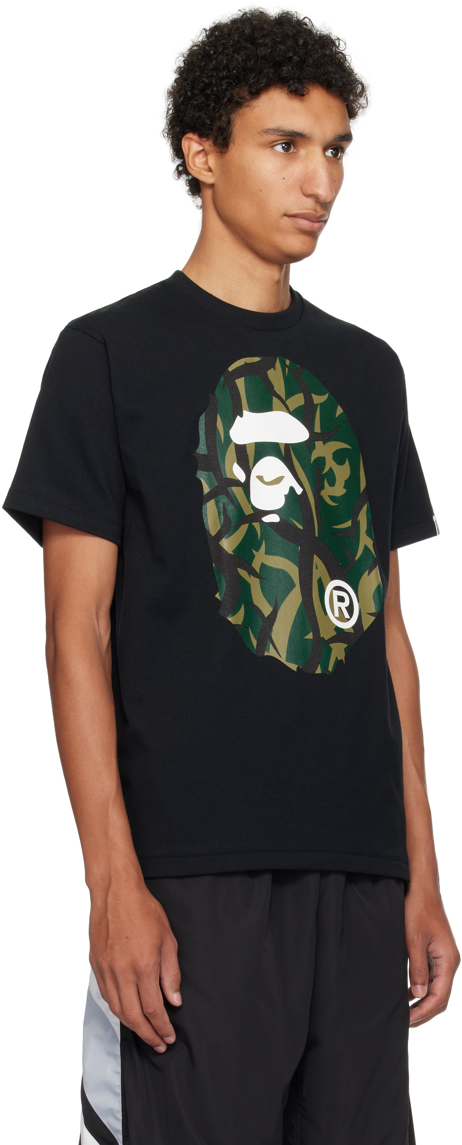 Bape Black Trial Camo Big Ape Head T-shirt In Black