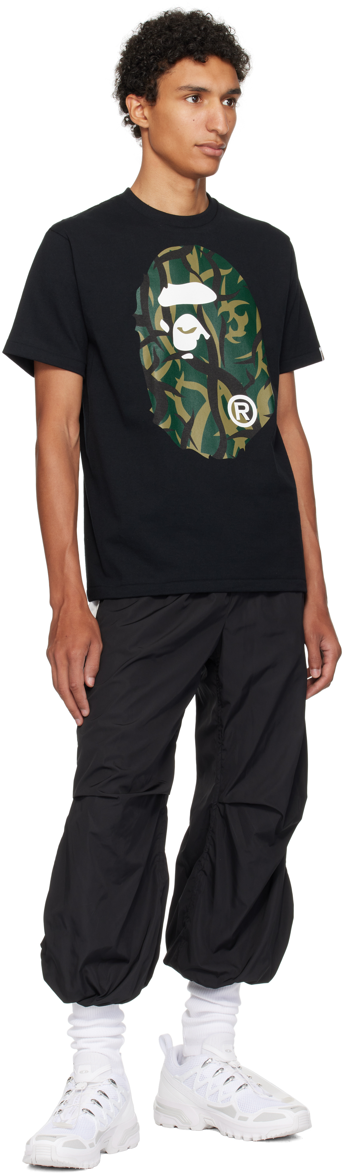 Bape Black Trial Camo Big Ape Head T-shirt In Black