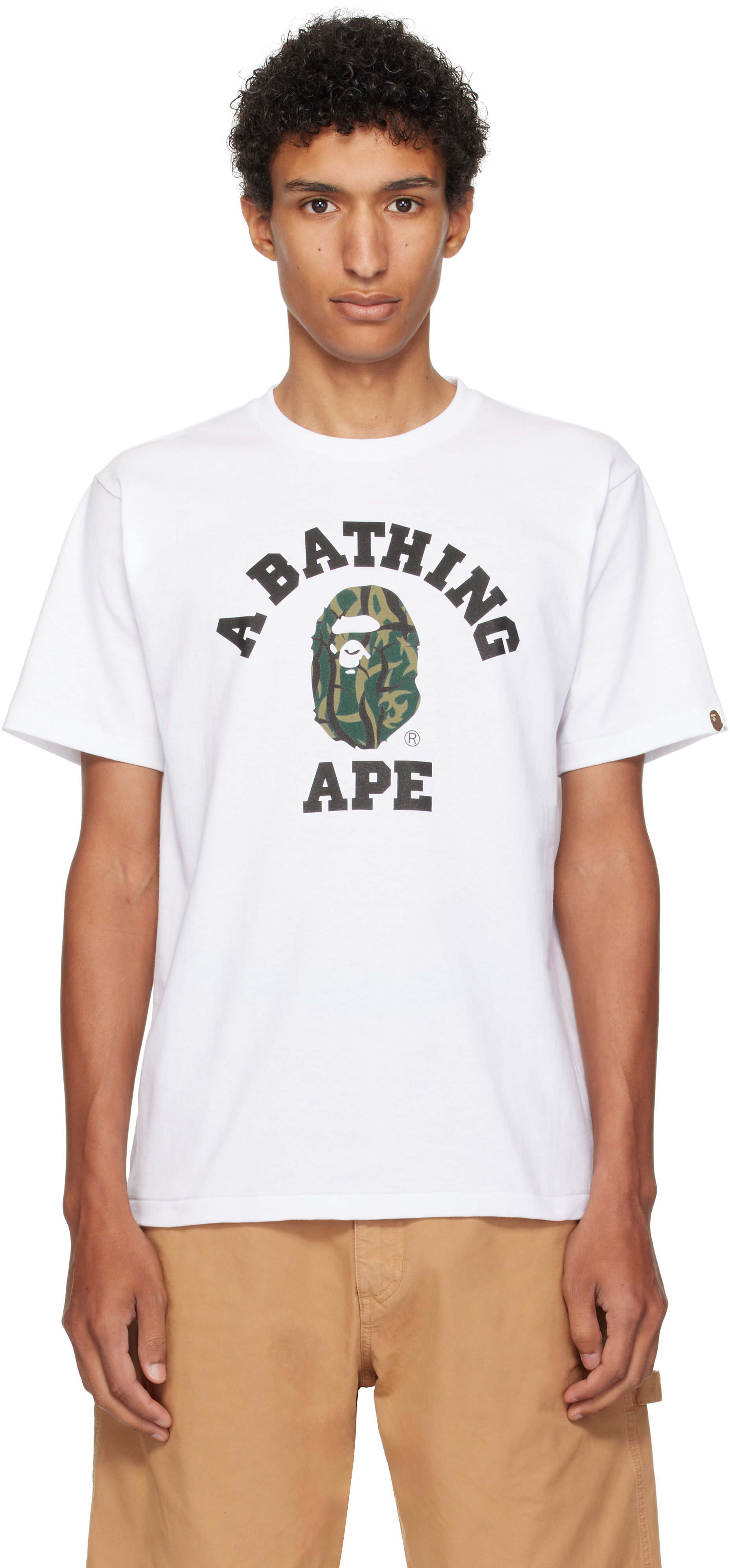 White Trial Camo College T-shirt by BAPE on Sale White Trial Camo College T-shirt by BAPE on Sale