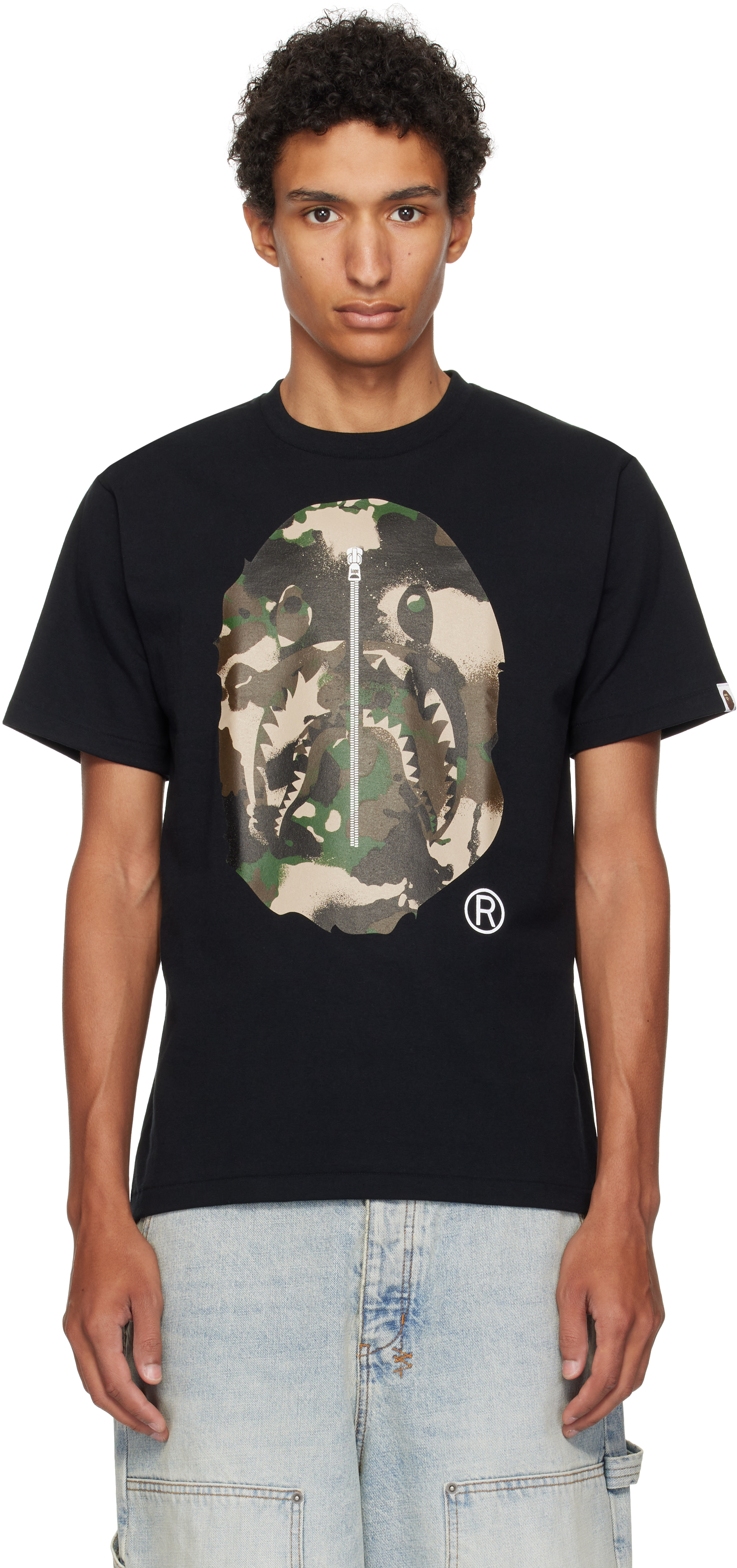 【A BATHING APE】6色展開 MAP CAMO APE HEAD SHARK TEE UNISEX BAPE: Black Map Camo Ape Head Shark T-shirt | SSENSE Canada
