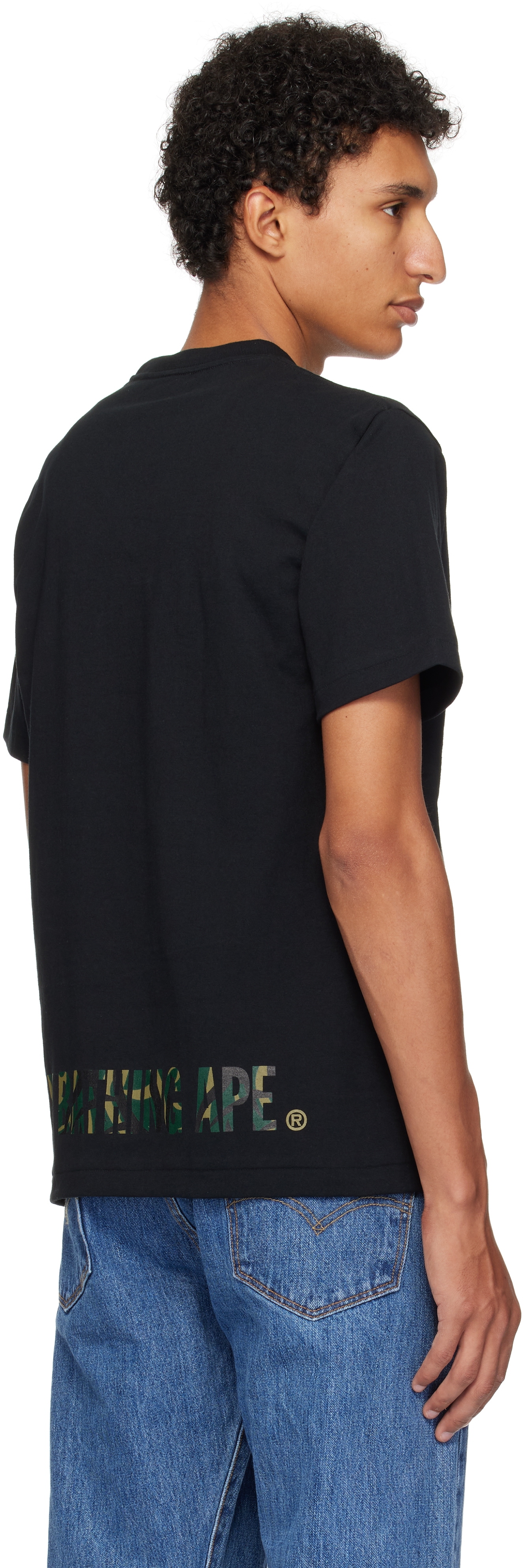 Bape Black Trial Camo Ape Face Sta T-shirt In Black