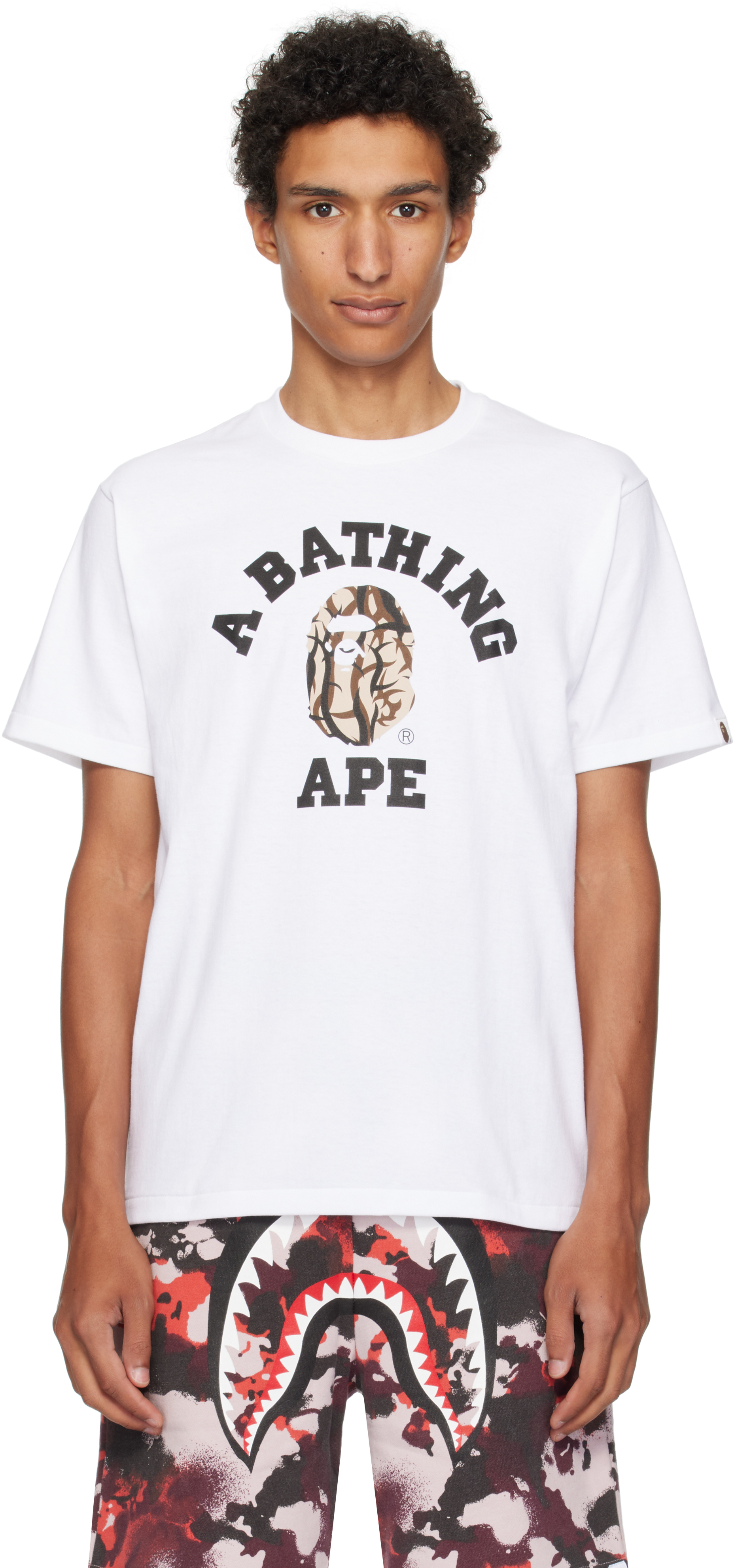 White Trial Camo College T-shirt by BAPE on Sale