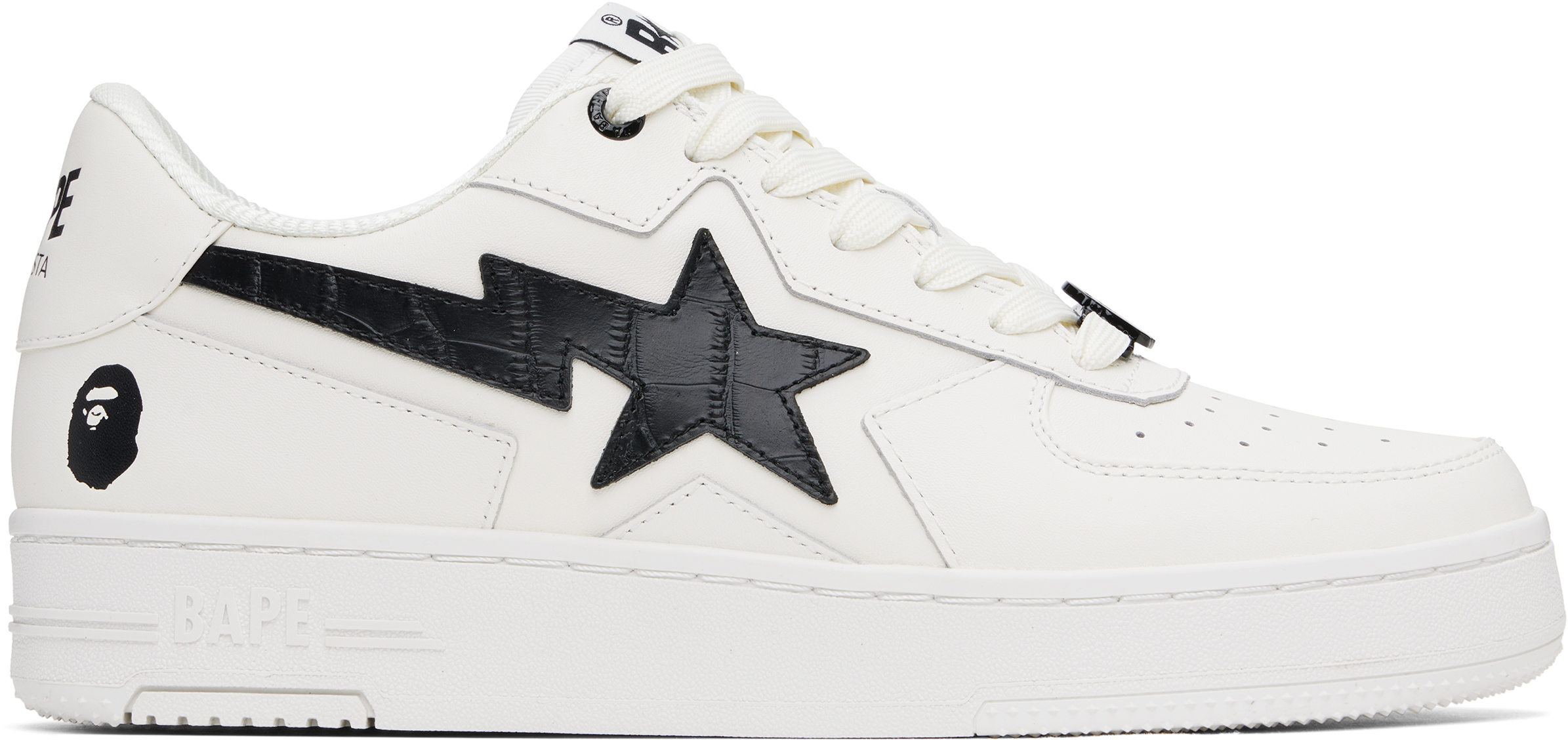 A BATHING APE BAPE STA ホワイト/ブラック BAPE: White & Black 'BAPE' STA Icon #1 Sneakers | SSENSE Canada