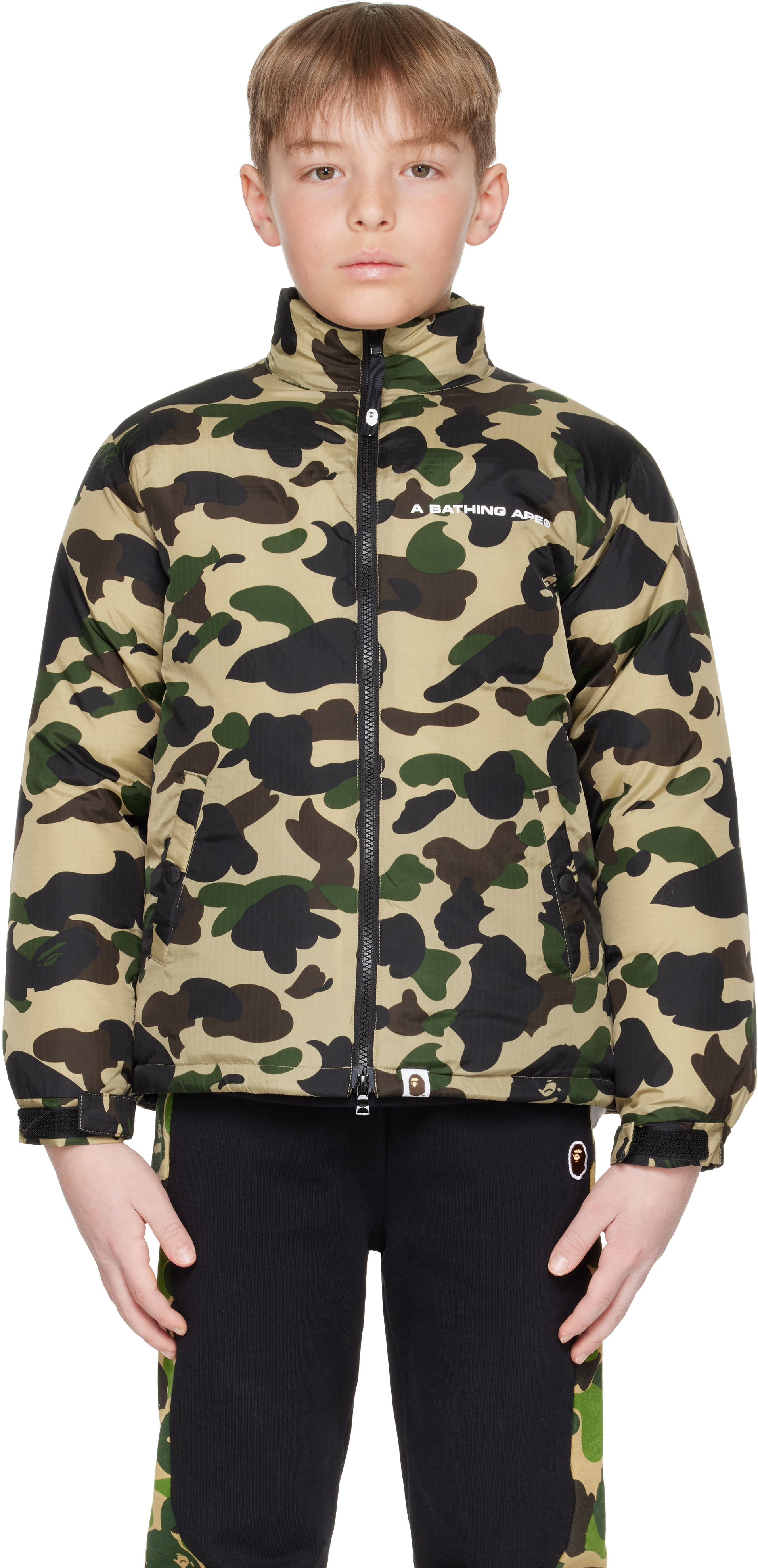 BAPE KIDS KHAKI 1ST CAMO DOWN JACKET