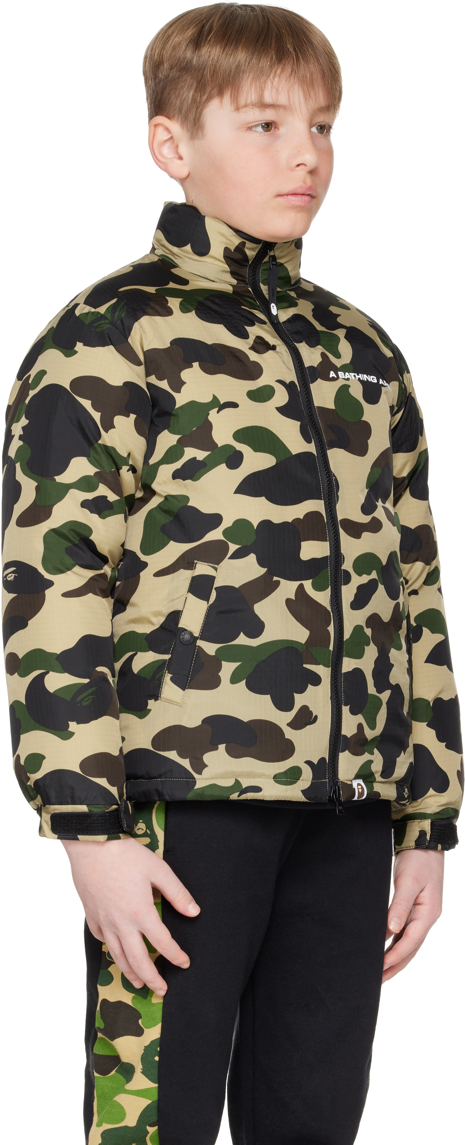 BAPE KIDS KHAKI 1ST CAMO DOWN JACKET