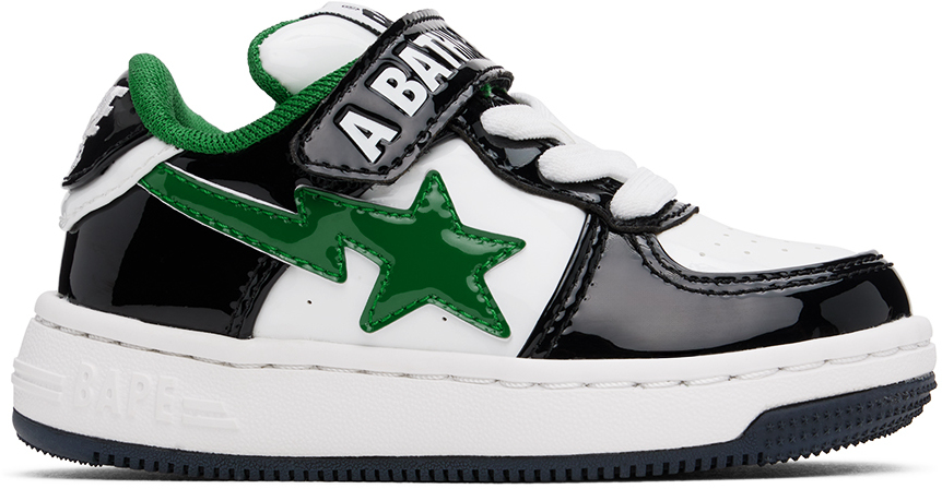 Shop Bape Kids Black & White Sta #2 K2 Sneakers In Blk-black