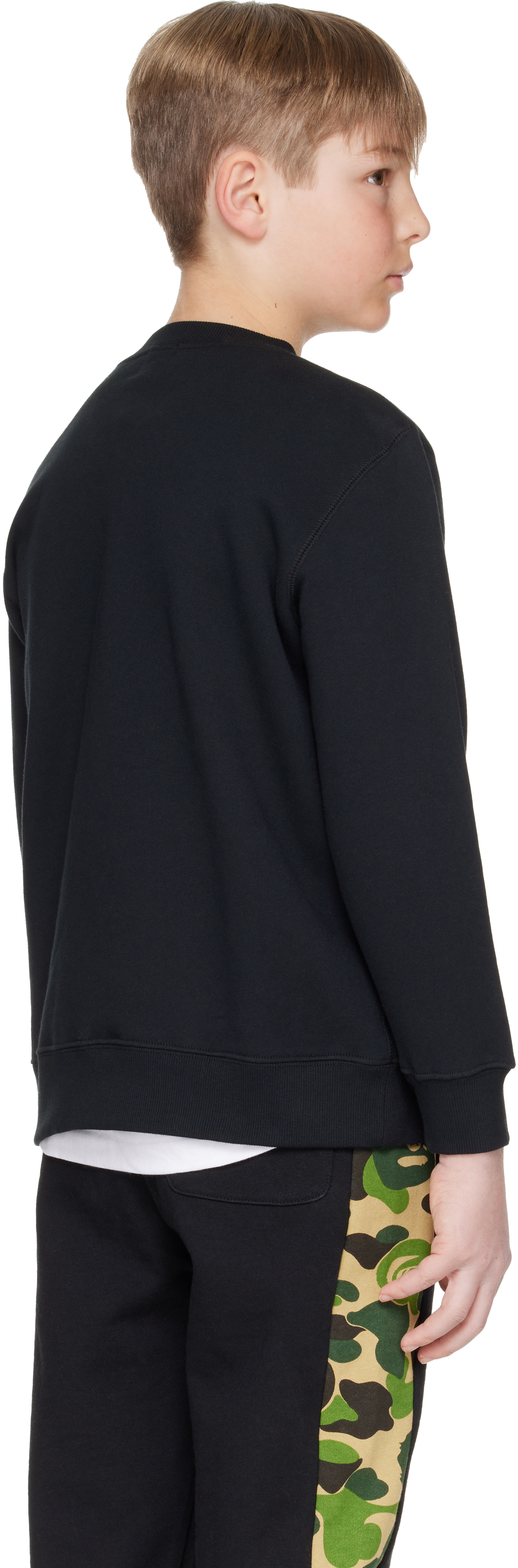 Bape Kids Black Abc Camo Boa Patch Crewneck Sweatshirt In Blk-black