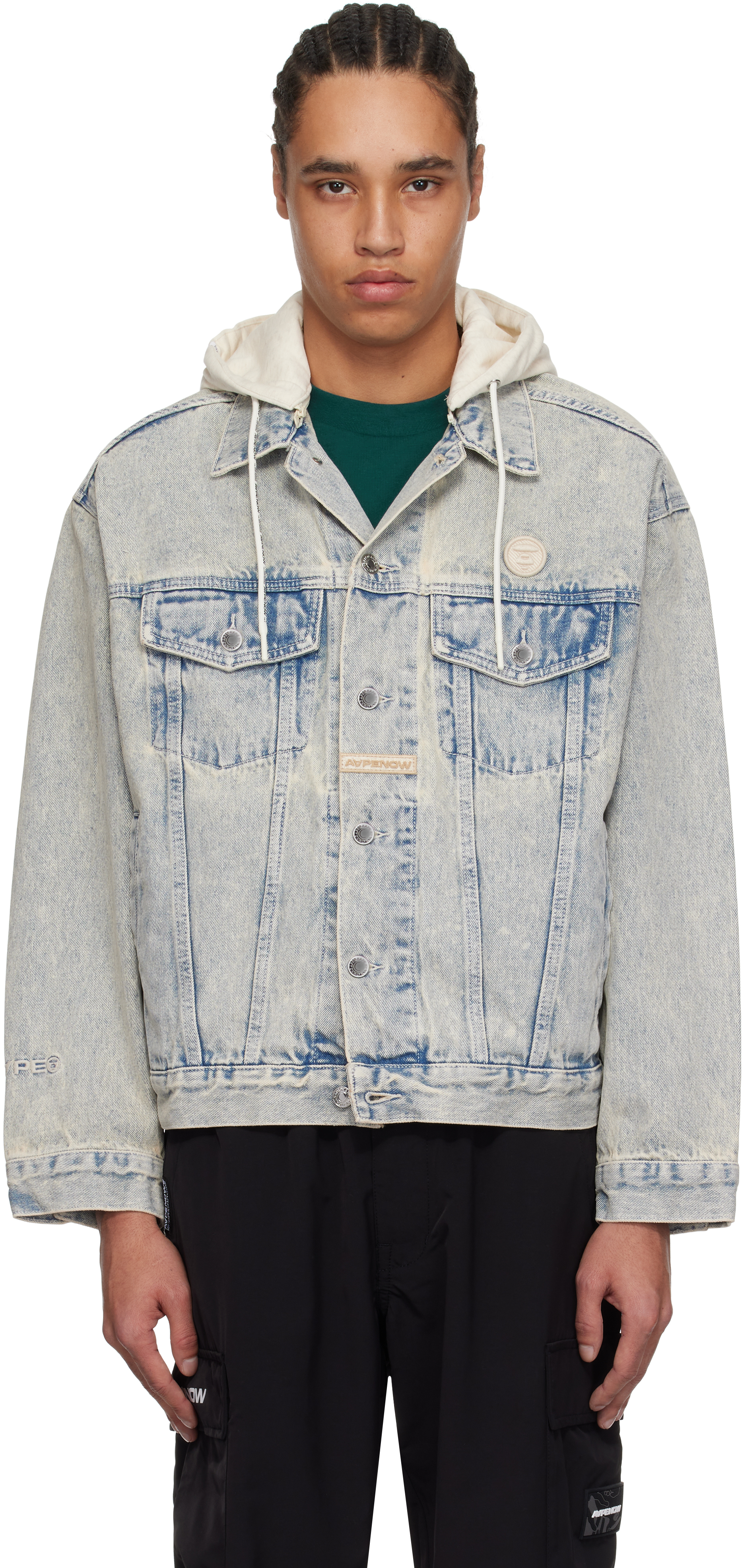 AAPE by A Bathing Ape: Blue 'AAPE Now' Light Weight Denim AAPE by A Bathing Ape: Blue 'AAPE Now' Light Weight Denim