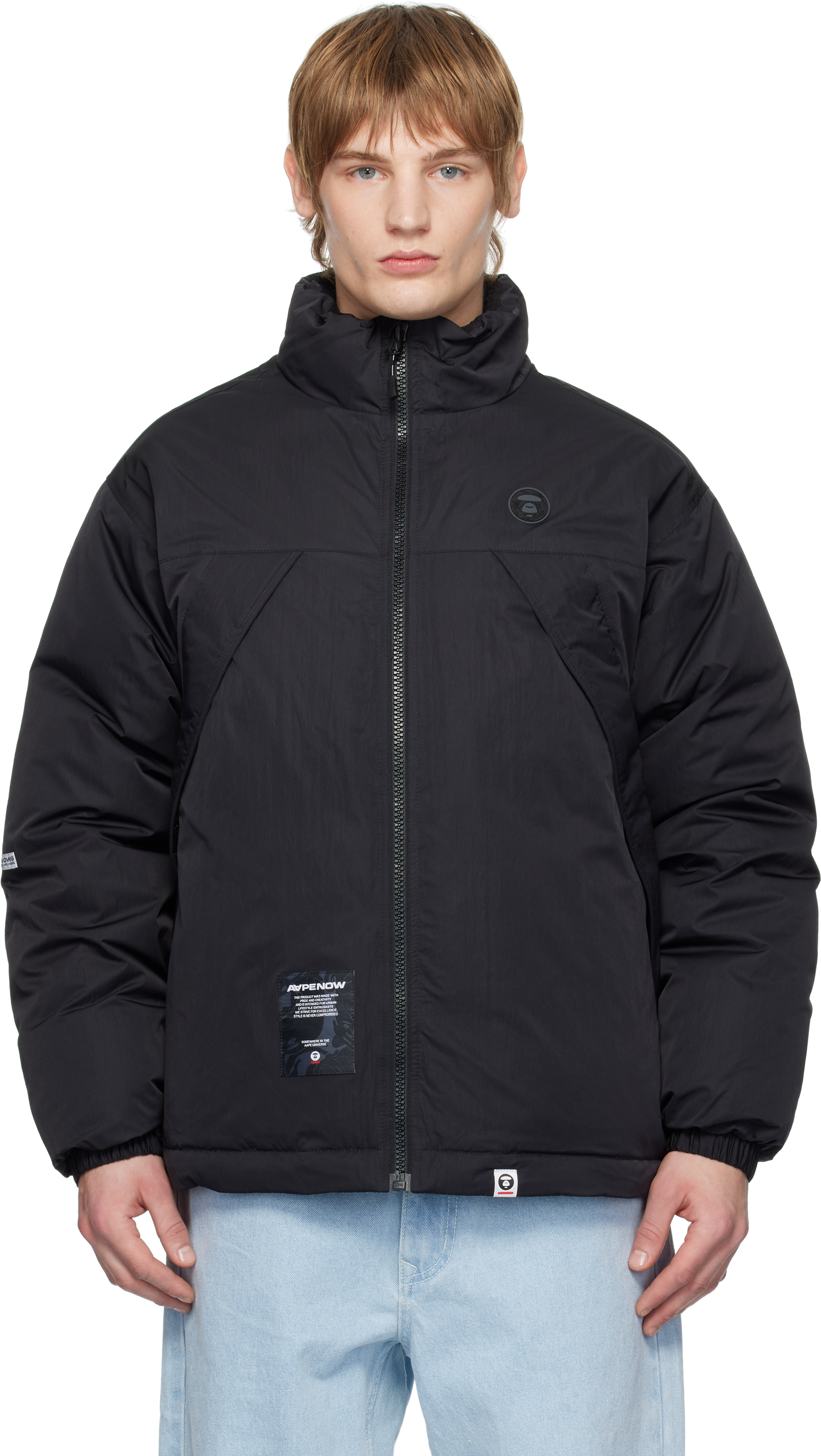 Black 'AAPE NOW' Down Jacket