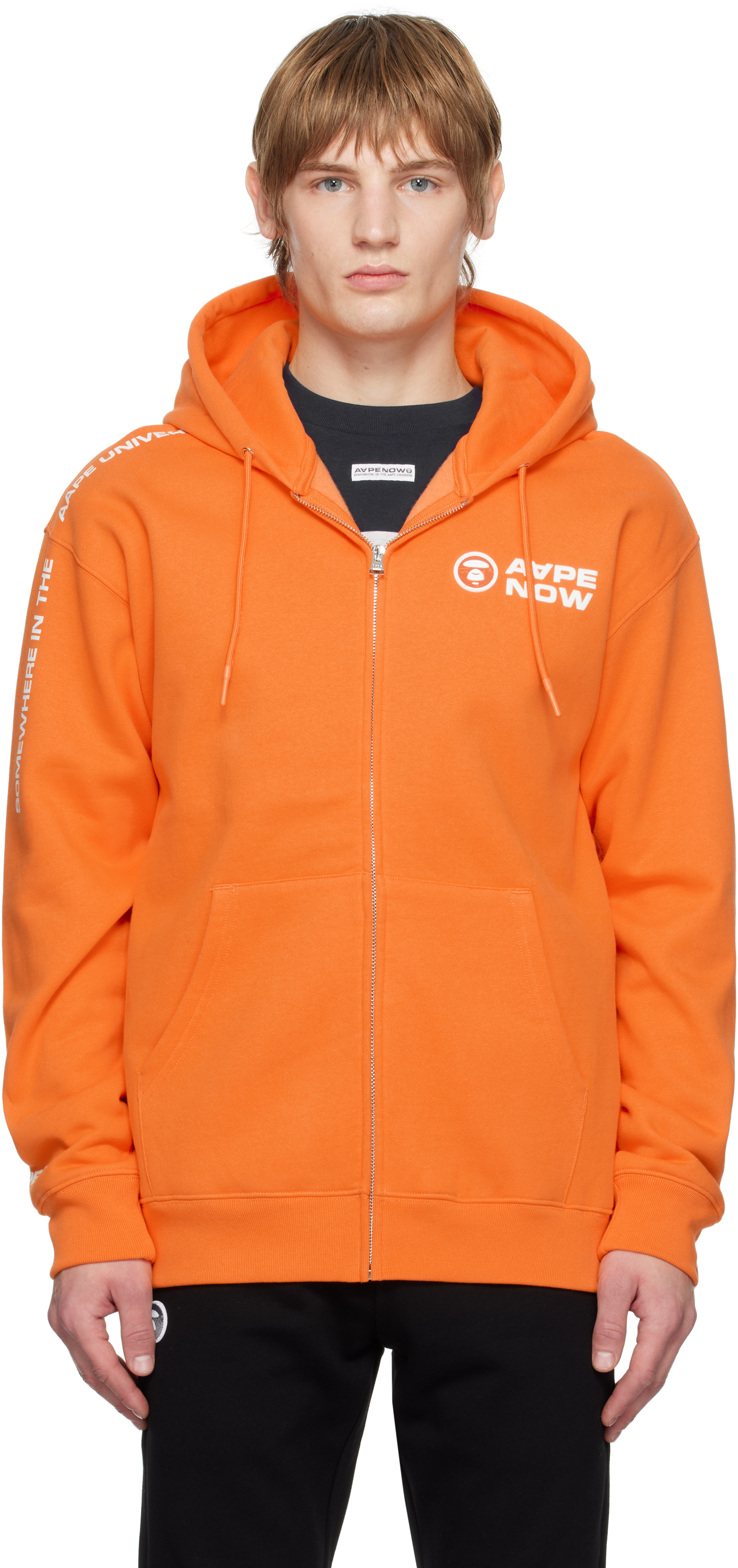 Orange 'AAPE NOW' Hoodie