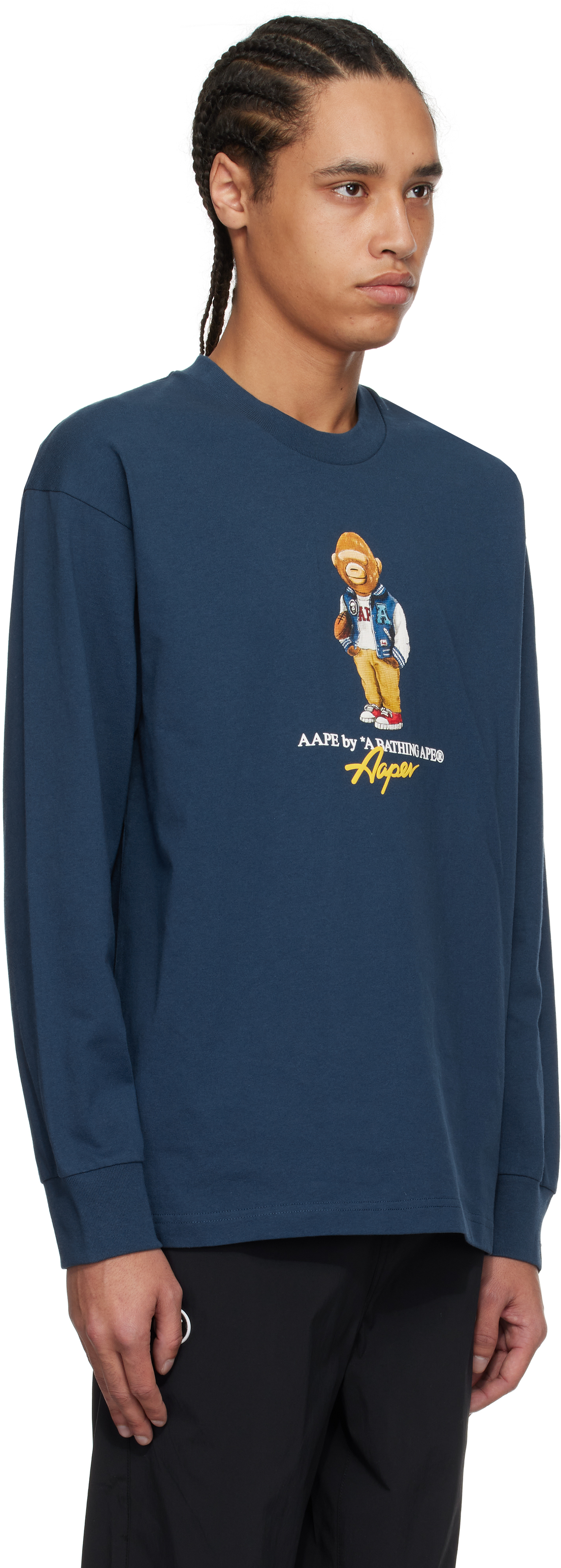 Aape By A Bathing Ape Langarmshirt Mit Grafischem Print In Nyx Navy