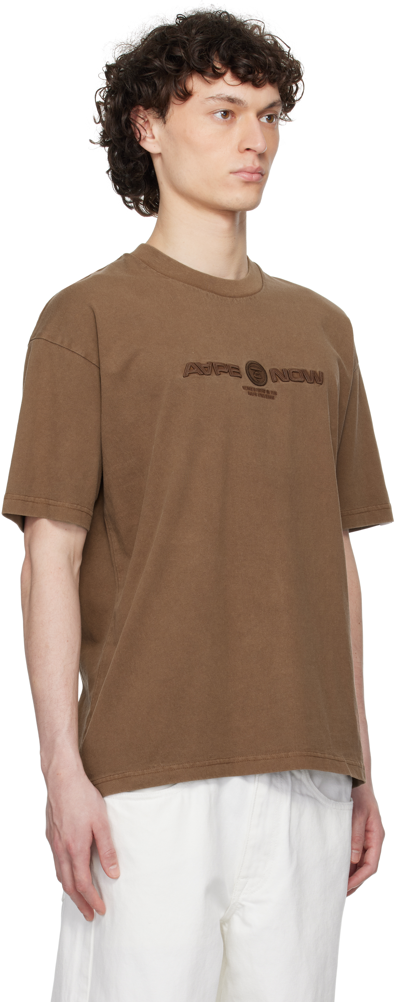 Aape By A Bathing Ape Logo Embroidered T-shirt In Bwx Brown