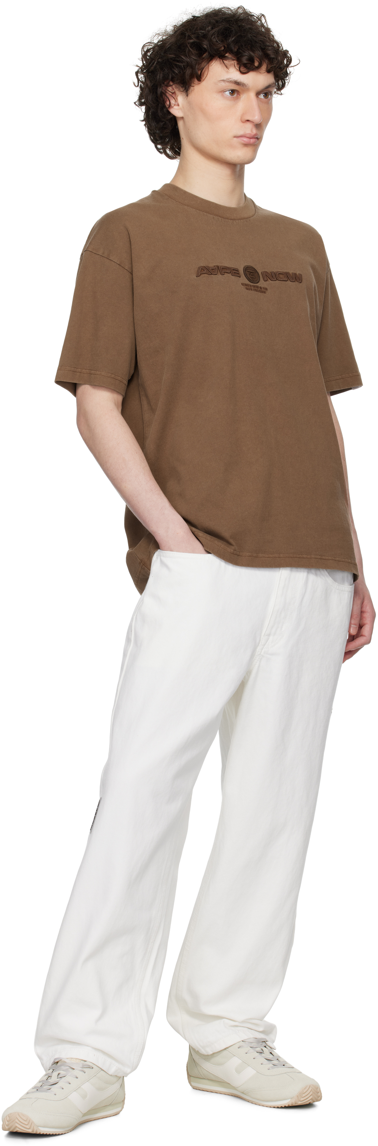 Aape By A Bathing Ape Logo Embroidered T-shirt In Bwx Brown