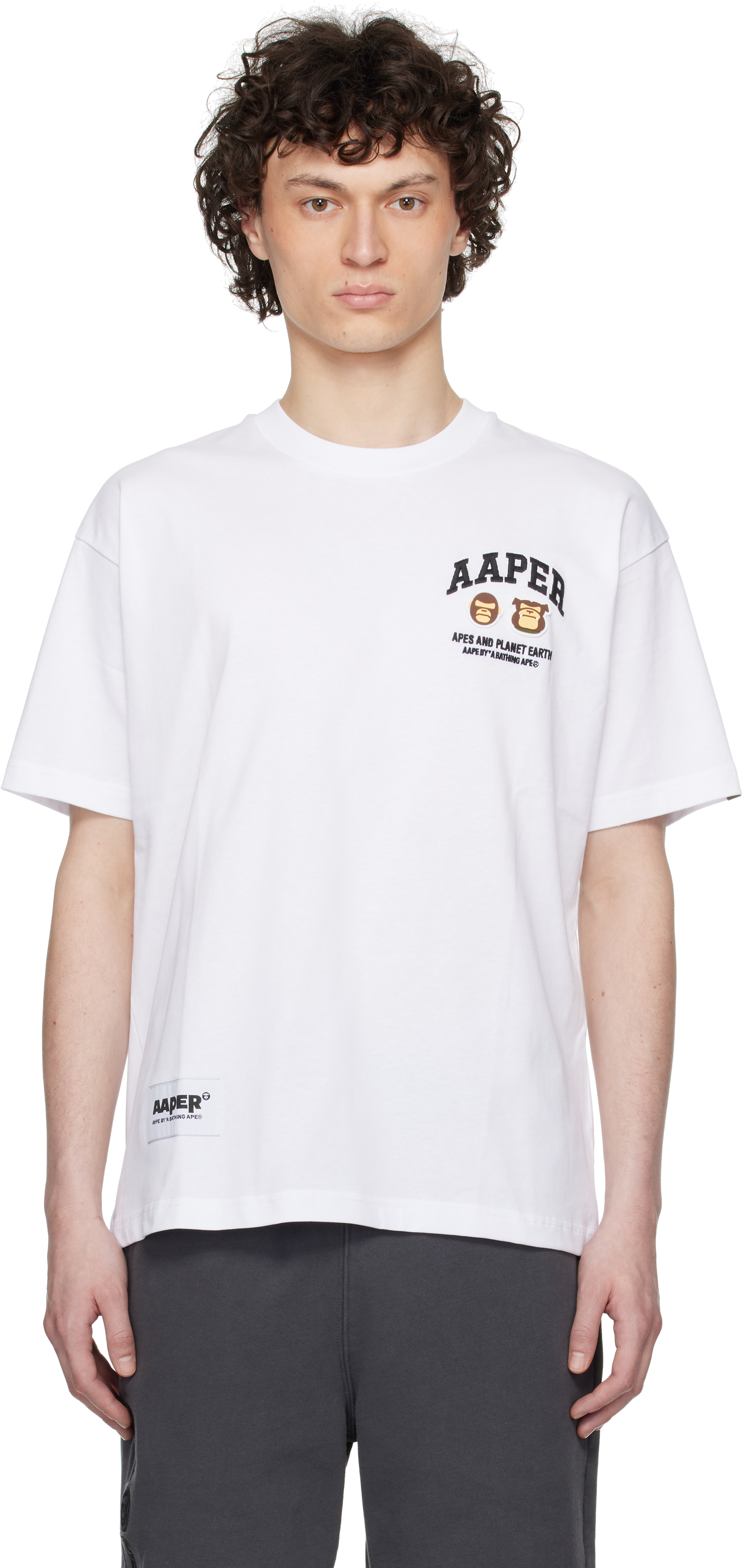 White 'AAPER' Logo Short Sleeve T-shirt by AAPE by A Bathing Ape