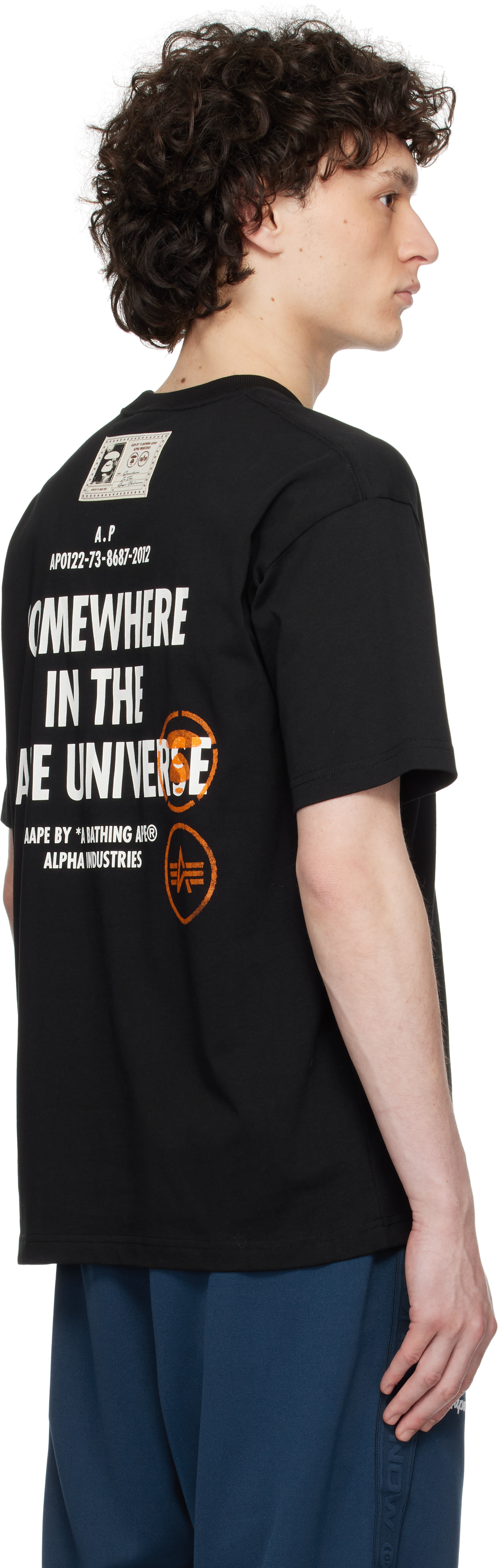 Aape By A Bathing Ape Black Alpha Industries Edition 'universe' T-shirt In Bkx Black