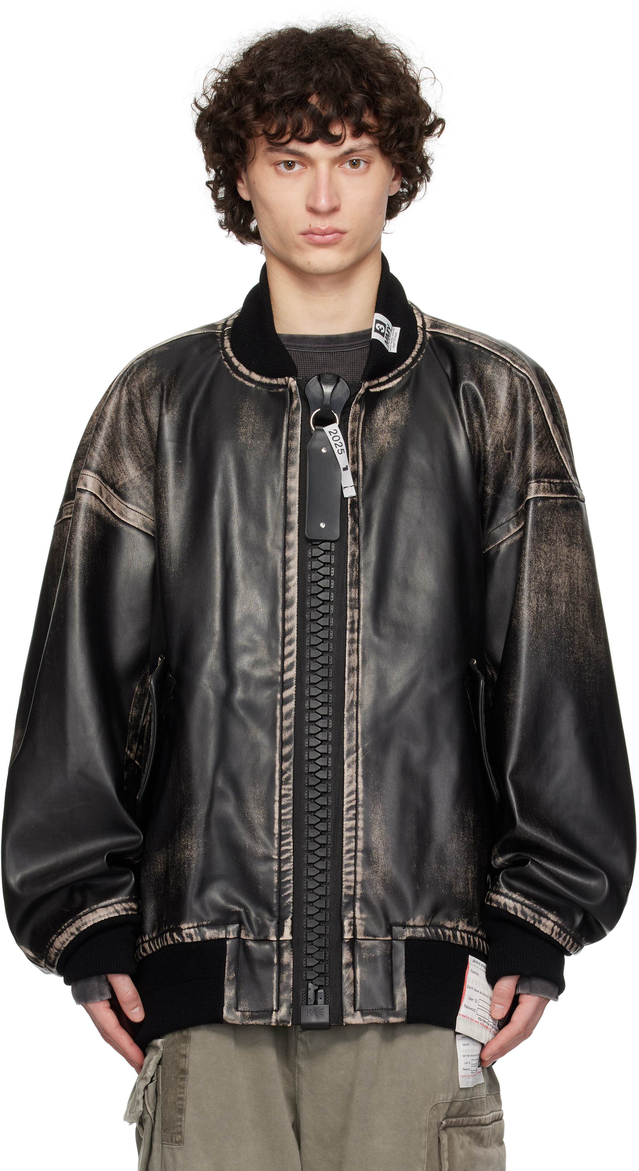 Maison MIHARA YASUHIRO: ブラック Amateur Sewn Like Big Zip Maison MIHARA YASUHIRO: ブラック Amateur Sewn Like Big Zip