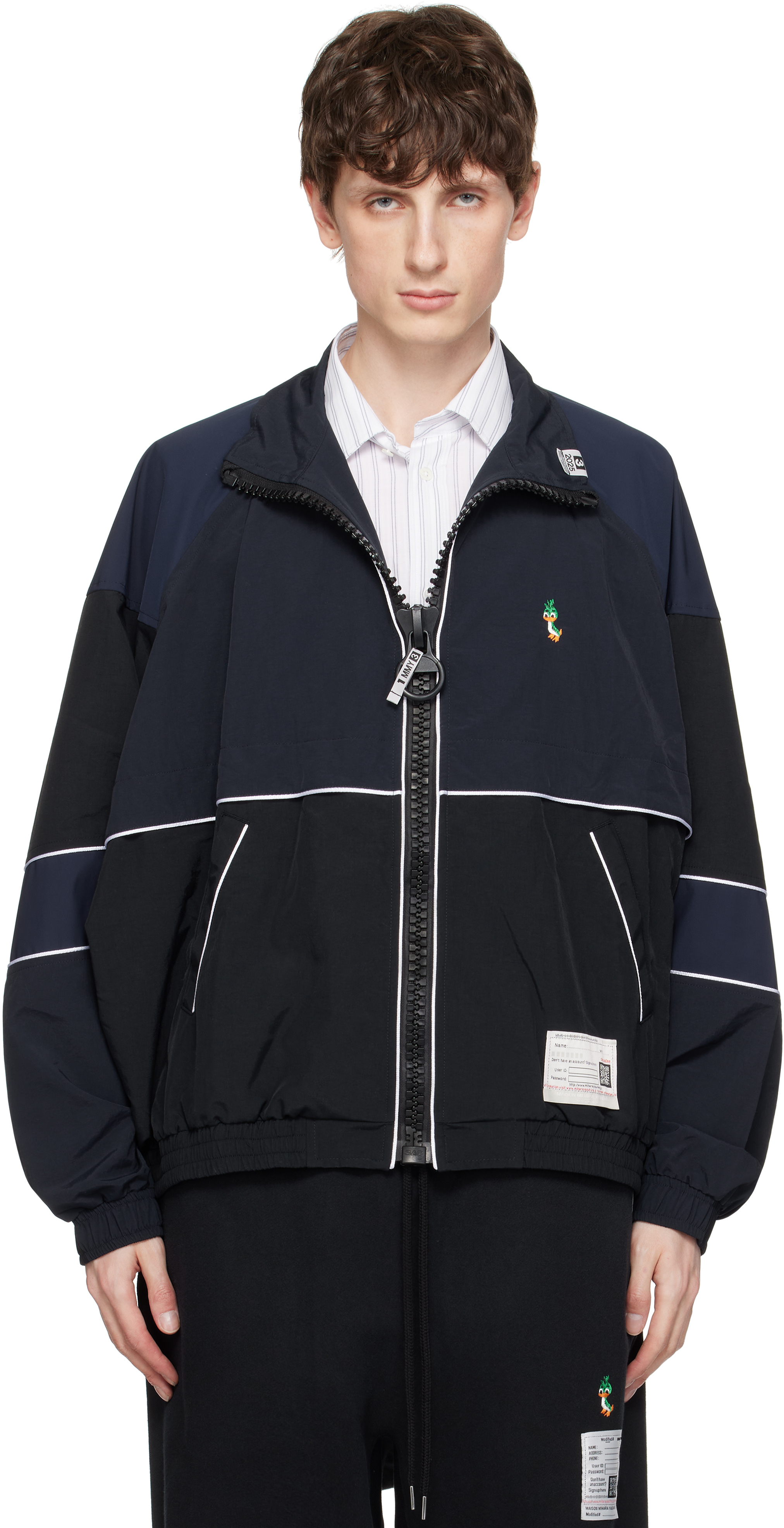 Black & Navy Wide Back Track Jacket