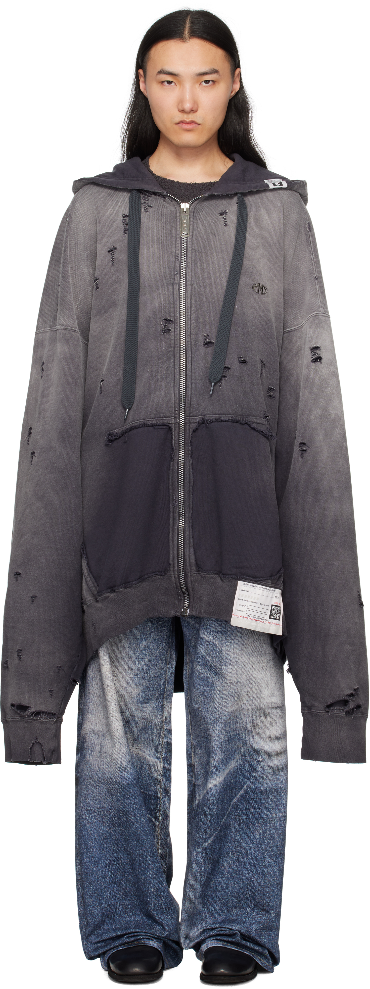 Black Sun Faded Huge Zip-Up Hoodie