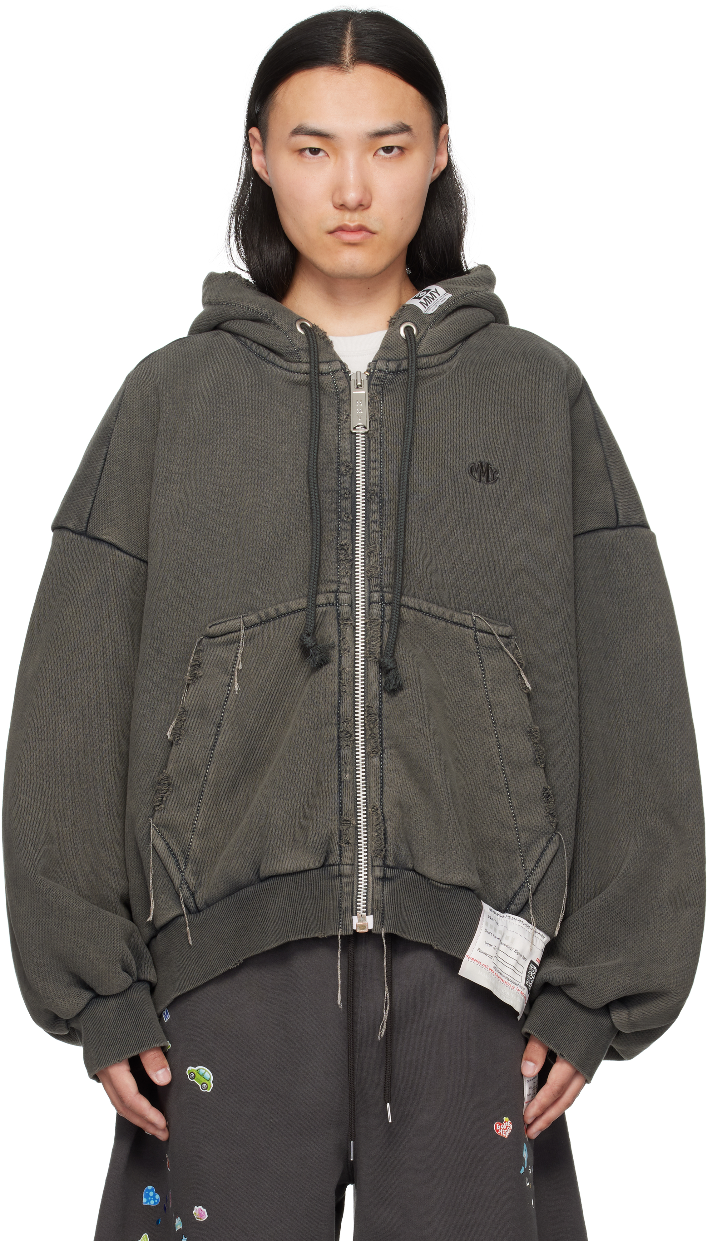Black Amateur Sewn Zip-Up Hoodie by Maison MIHARA YASUHIRO