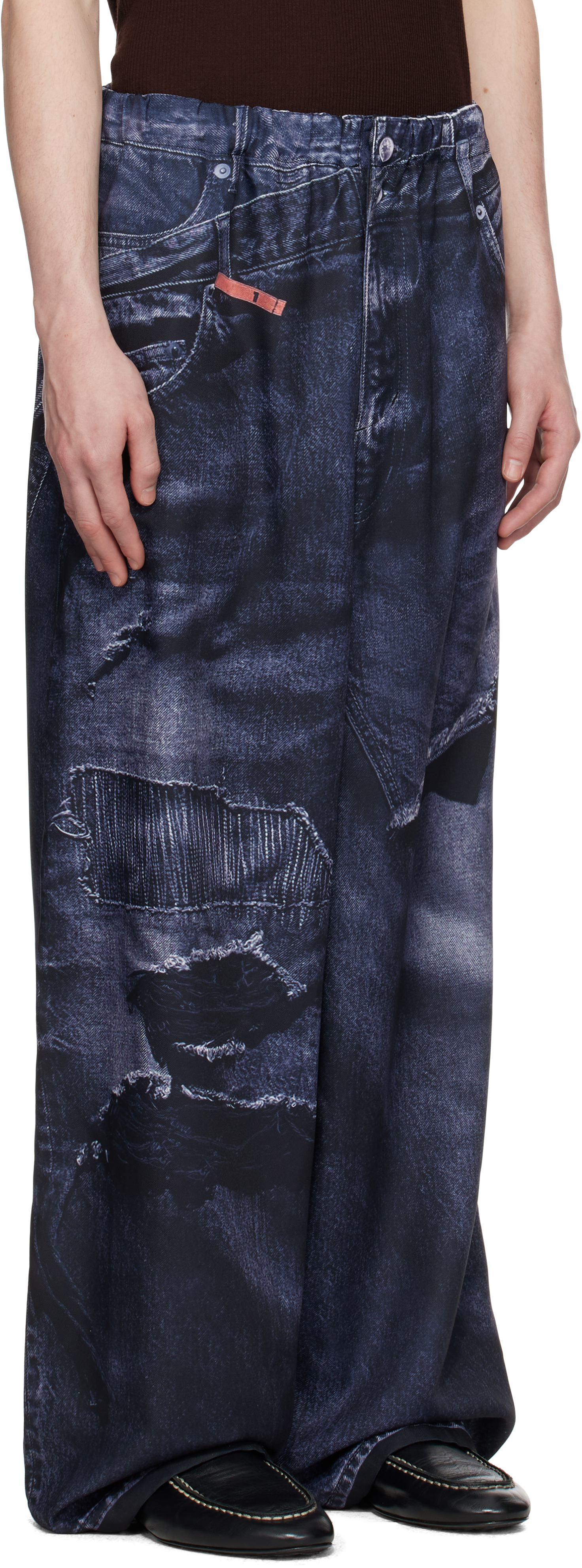 Miharayasuhiro Black Talking About The Abstraction Edition Trompe-l'oeil Wide Trousers In Black