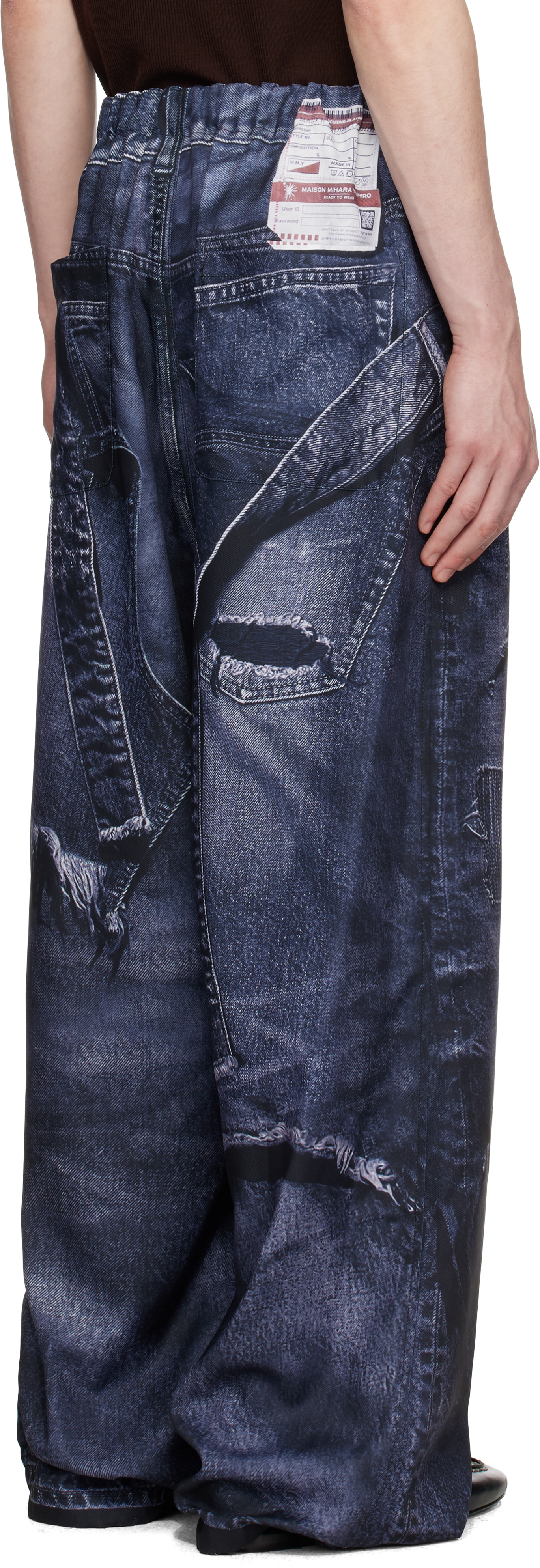 Miharayasuhiro Black Talking About The Abstraction Edition Trompe-l'oeil Wide Trousers In Black