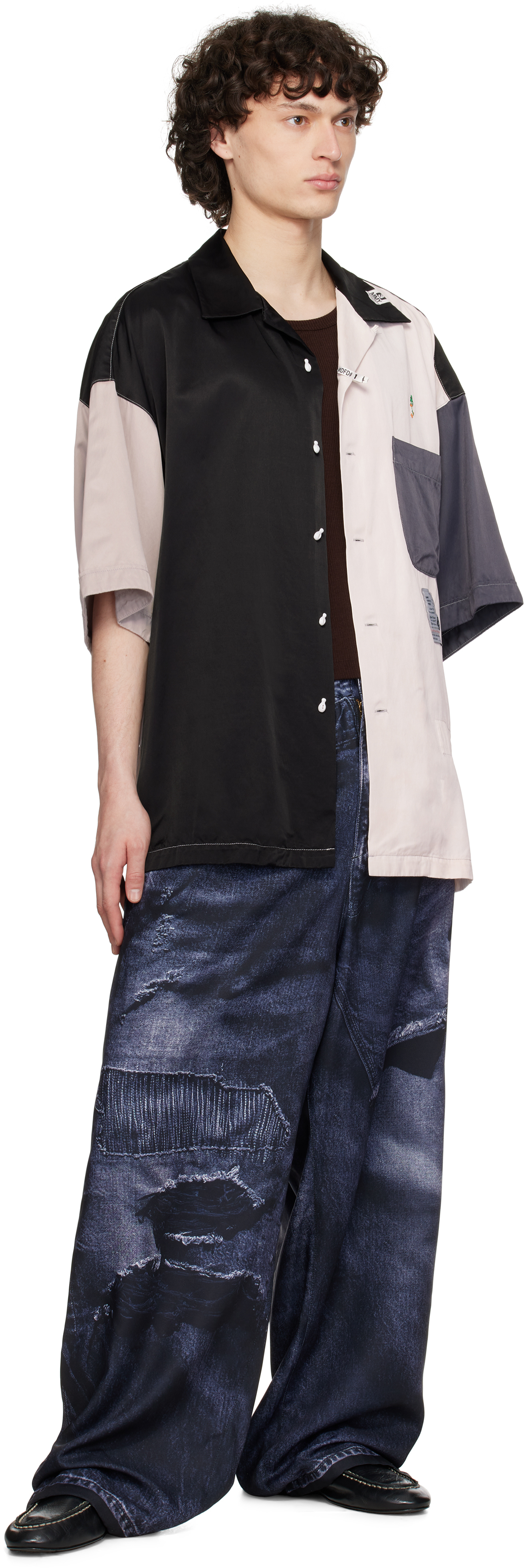 Miharayasuhiro Black Talking About The Abstraction Edition Trompe-l'oeil Wide Trousers In Black