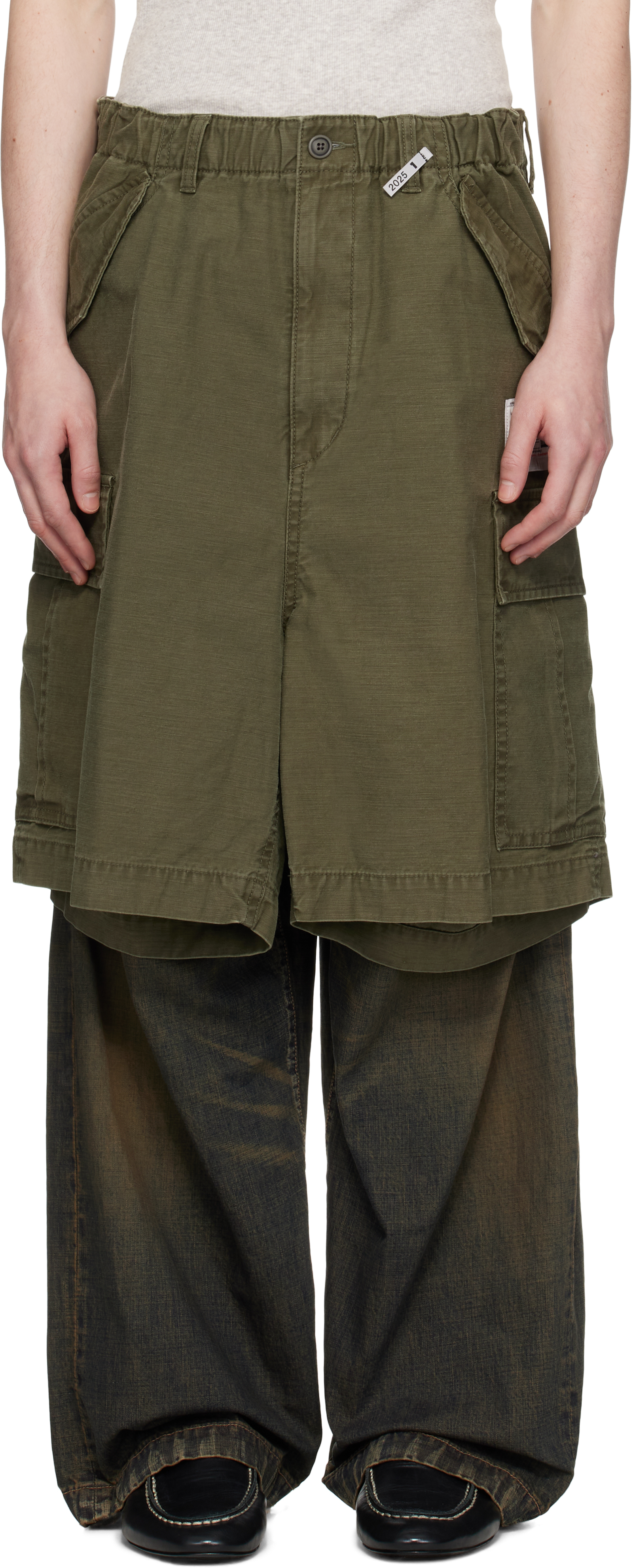 Maison MIHARA YASUHIRO: Khaki & Navy Cargo Shorts Combined Maison MIHARA YASUHIRO: Khaki & Navy Cargo Shorts Combined