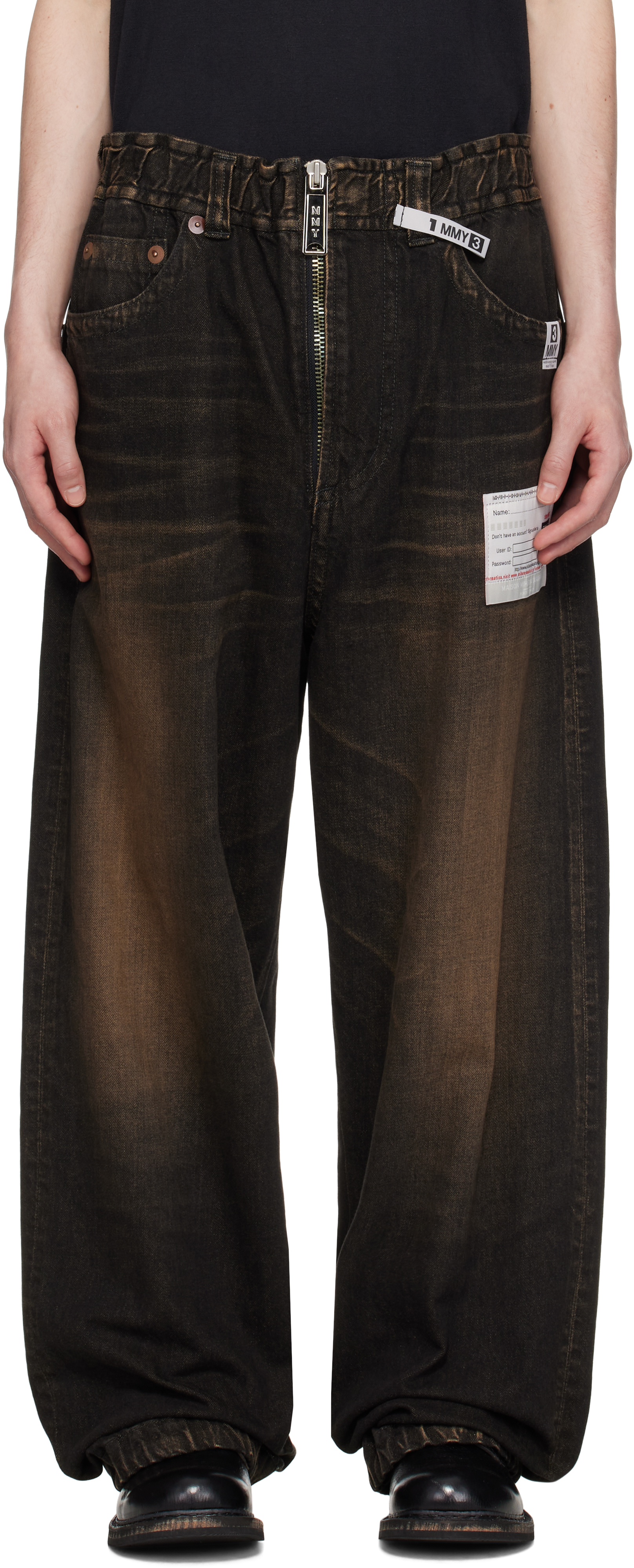 Black Amateur Sewn Like Wide Denim Jeans
