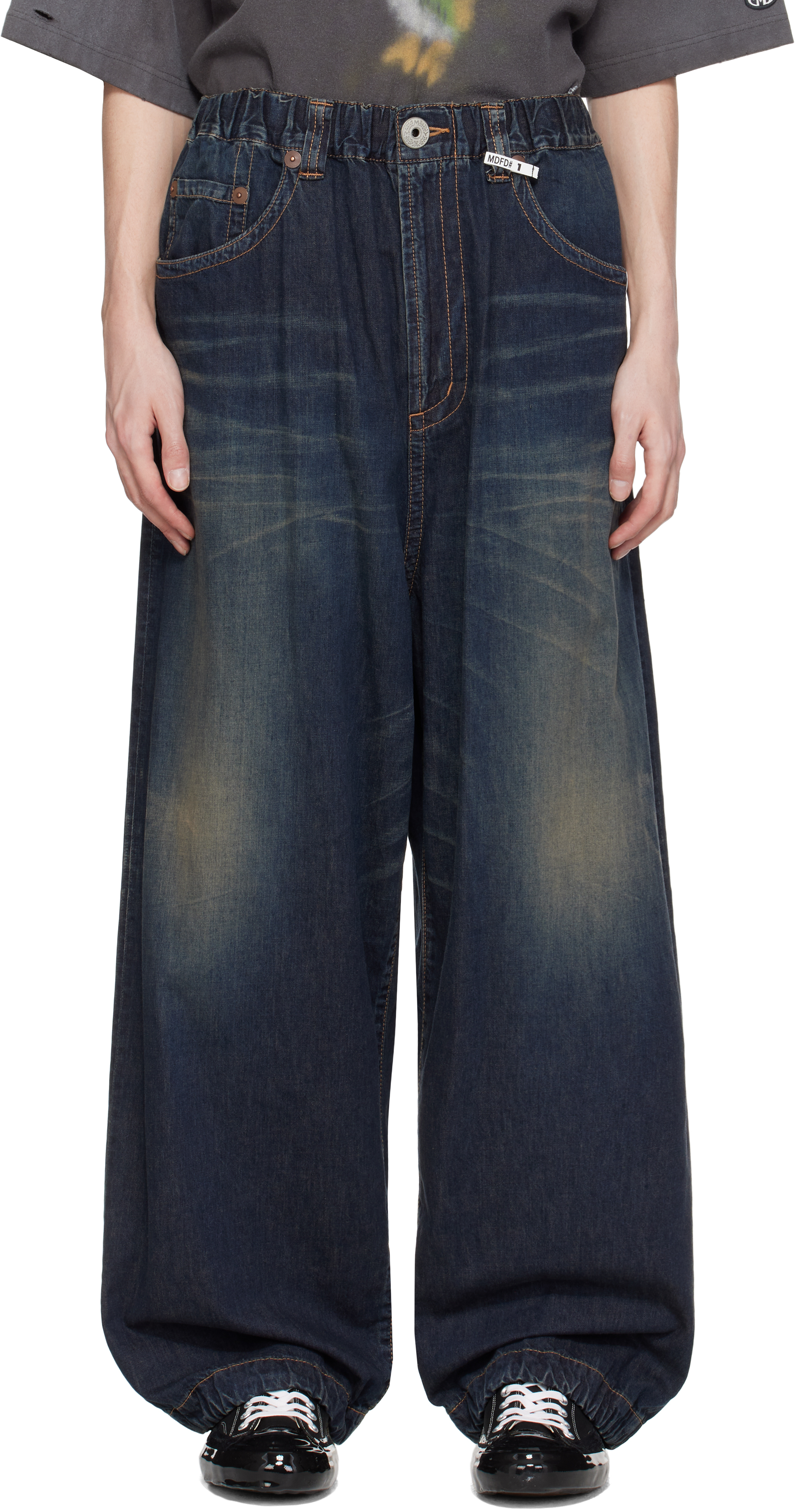 Navy Light Denim Wide Jeans