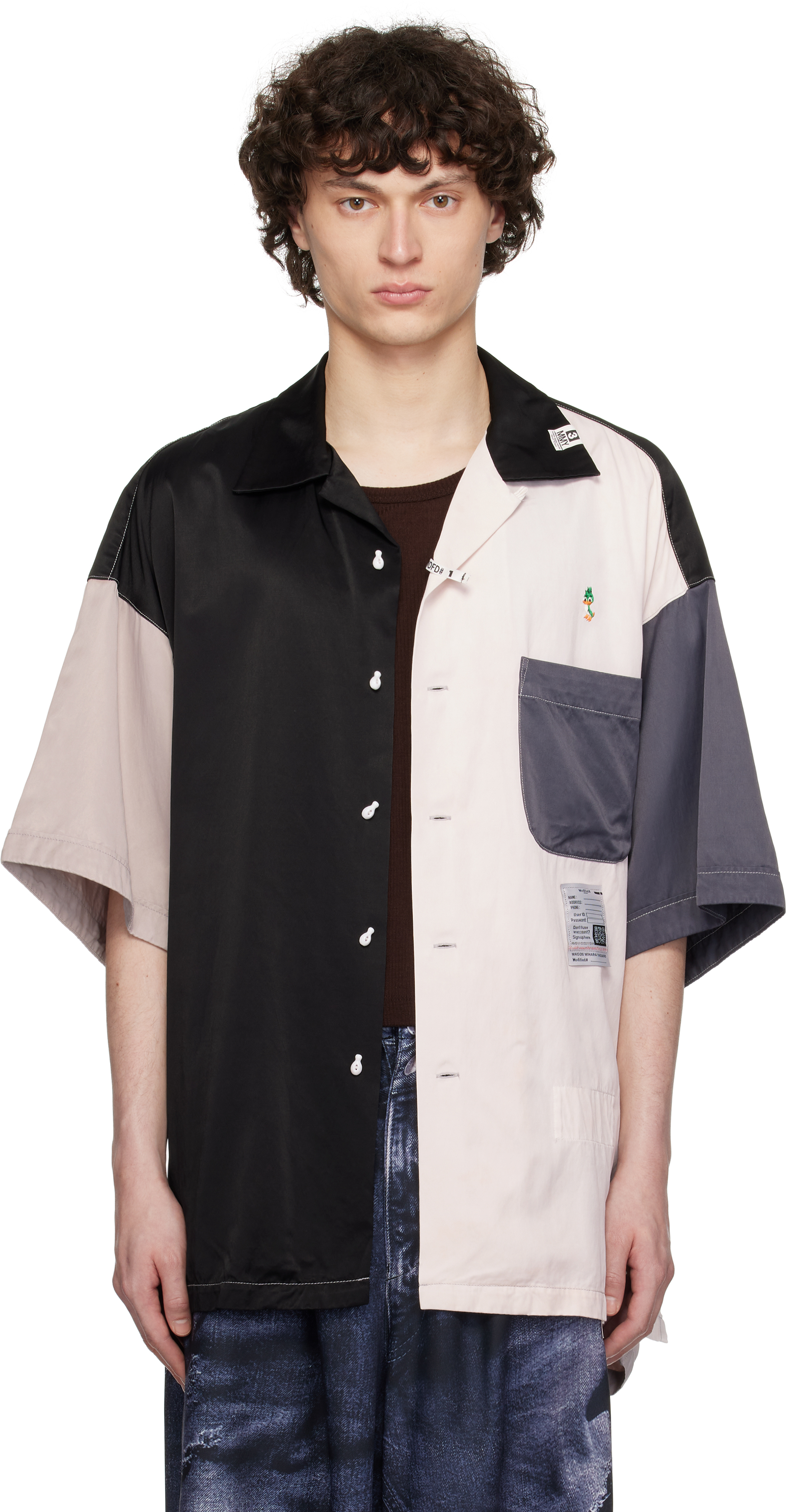 Black & Pink Crazy Pattern Short-Sleeve Shirt