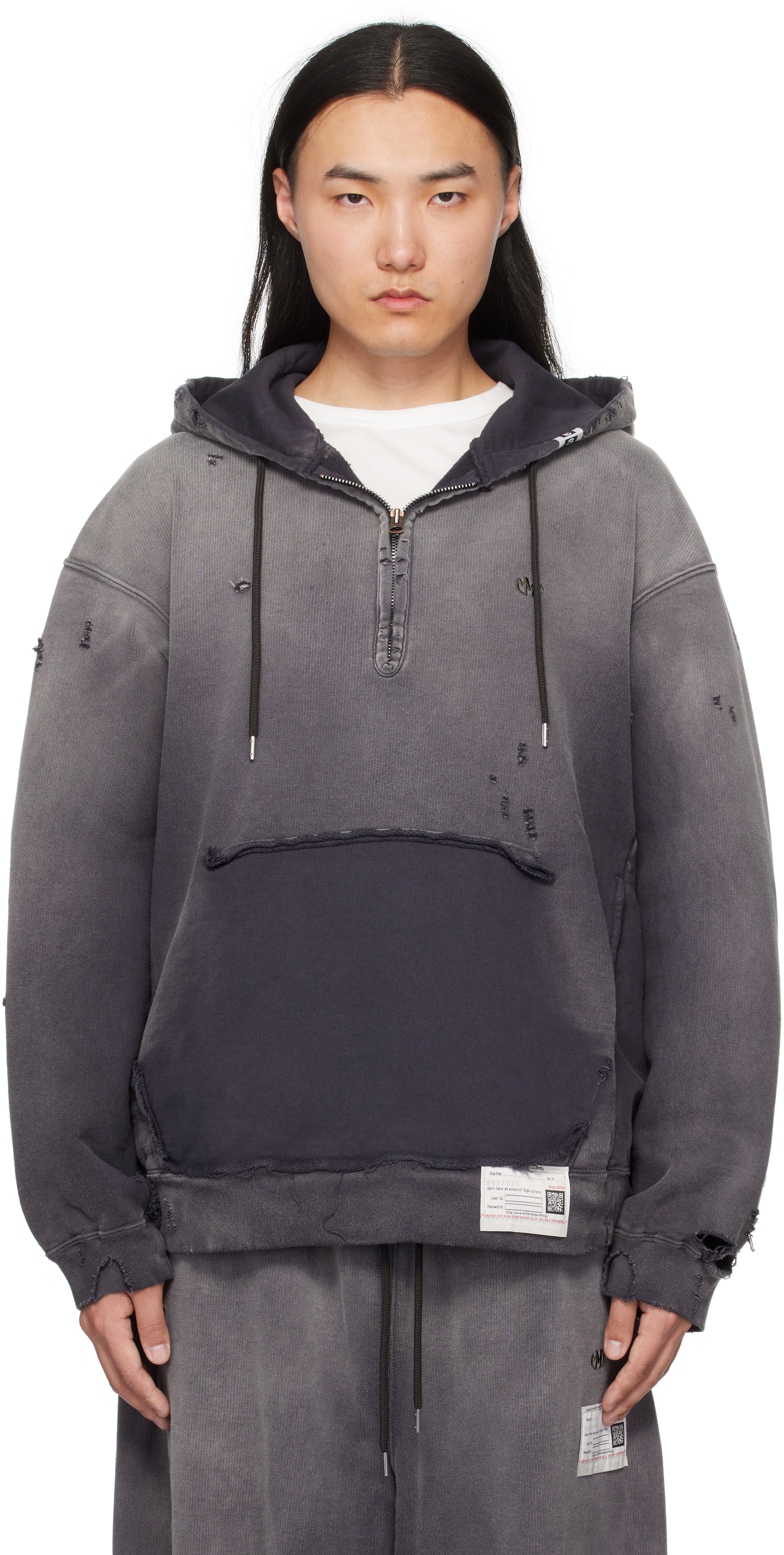 Black Sun Faded Half Zip-Up Hoodie