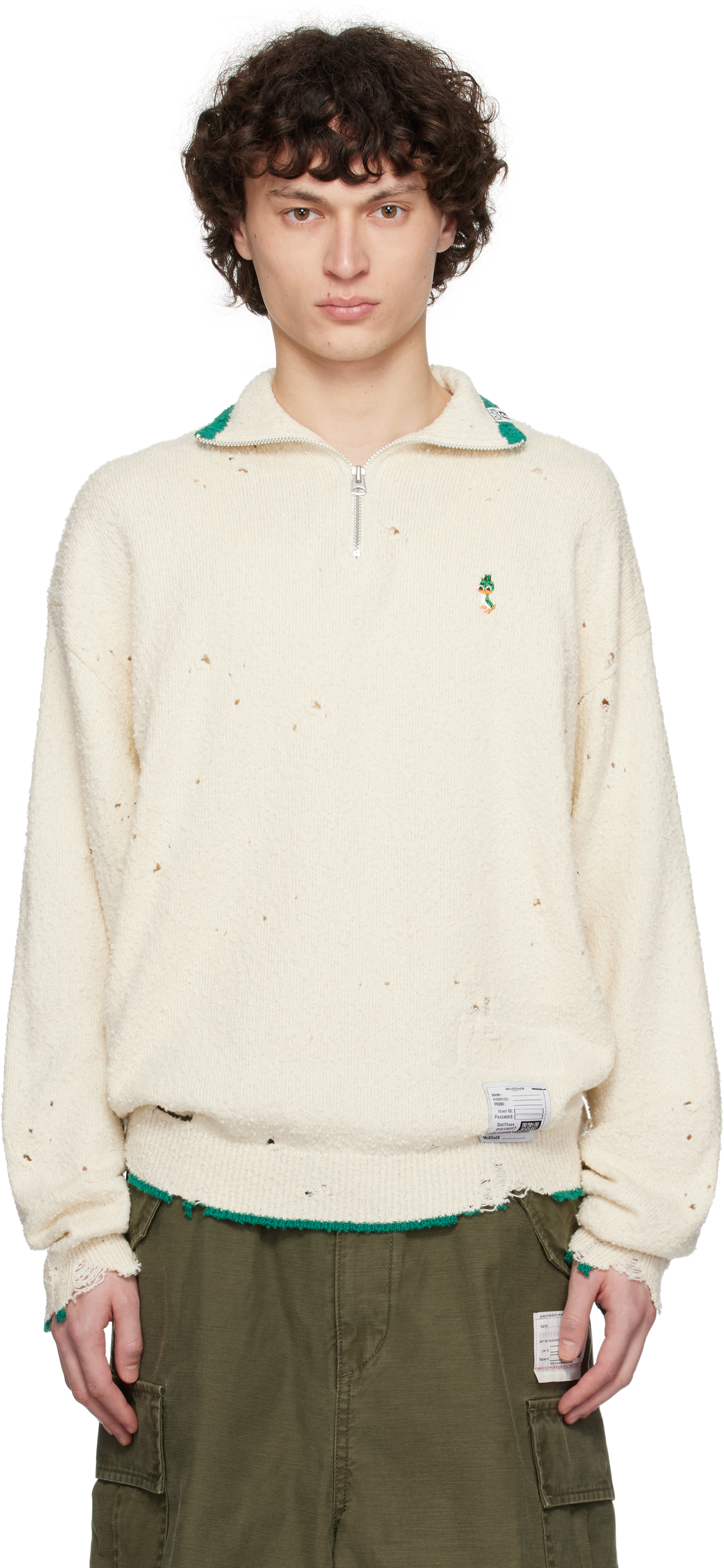 mix color high neck zip knit | NKNIT