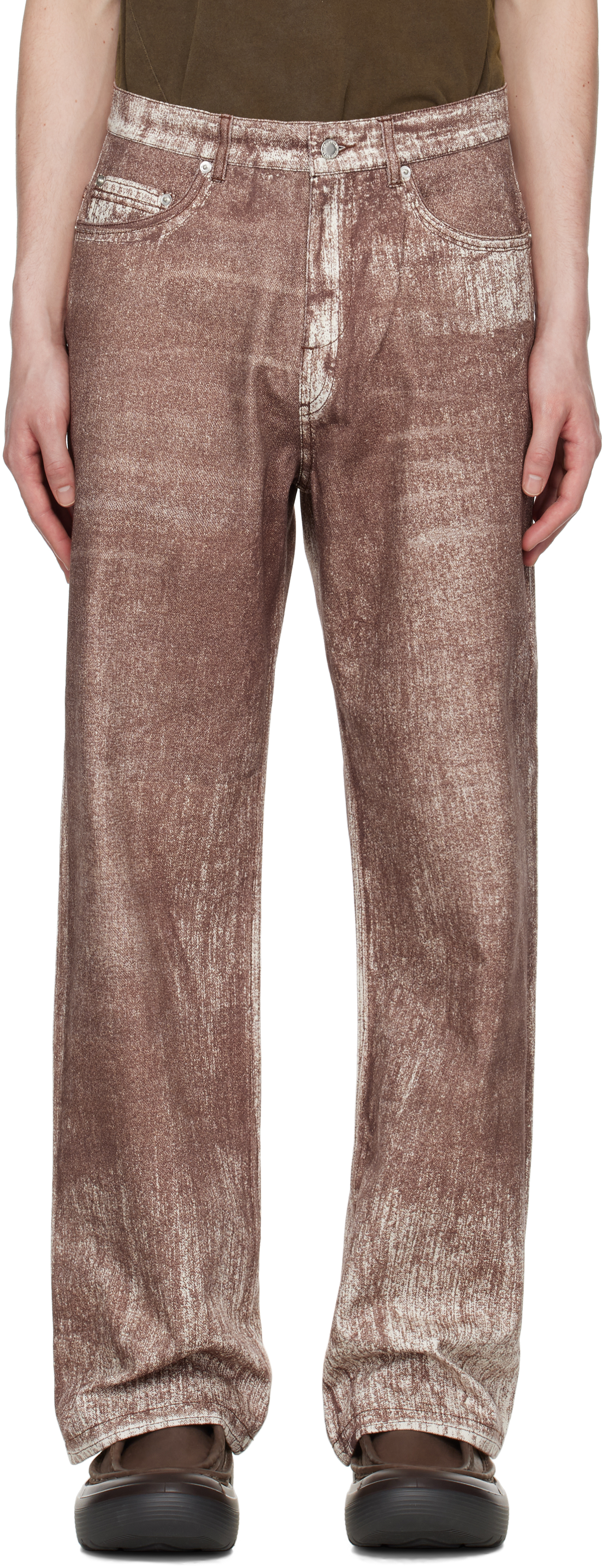 Brown Paint Print Jeans