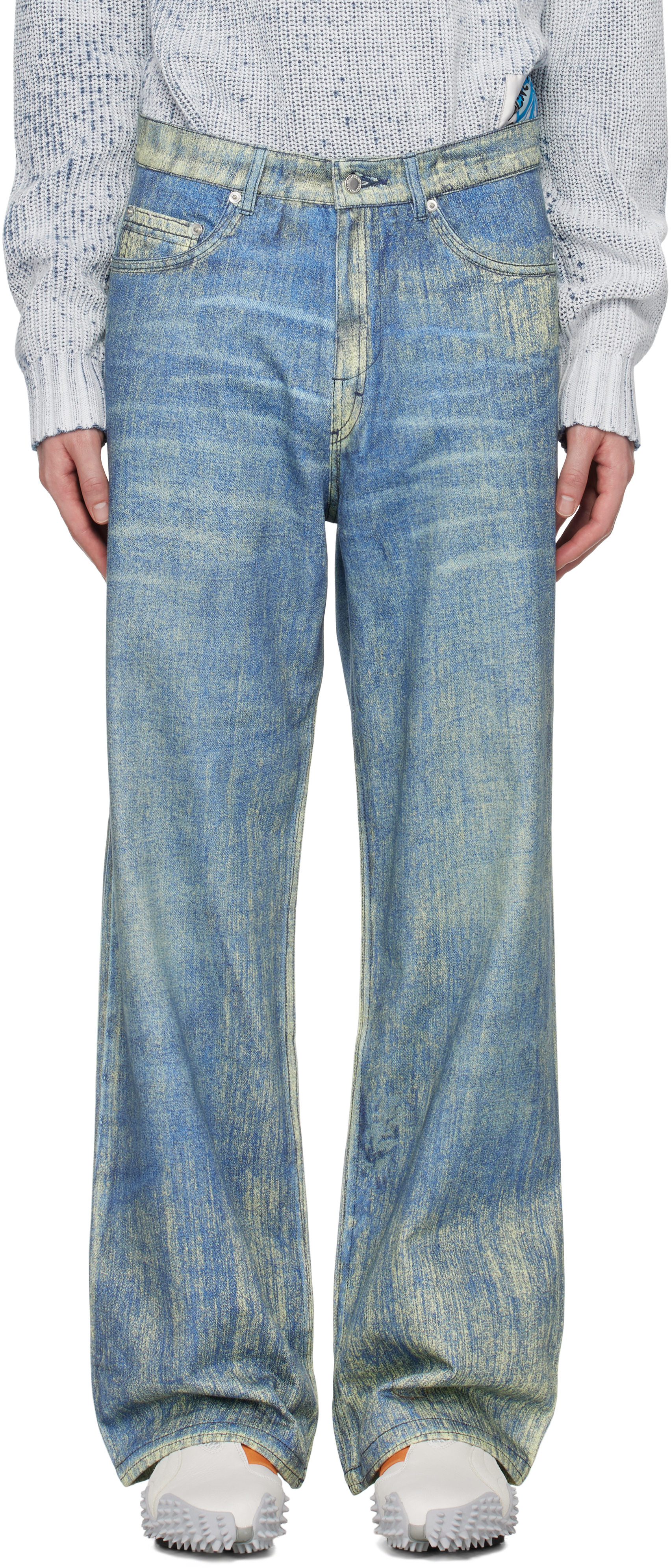 Blue Paint Print Jeans