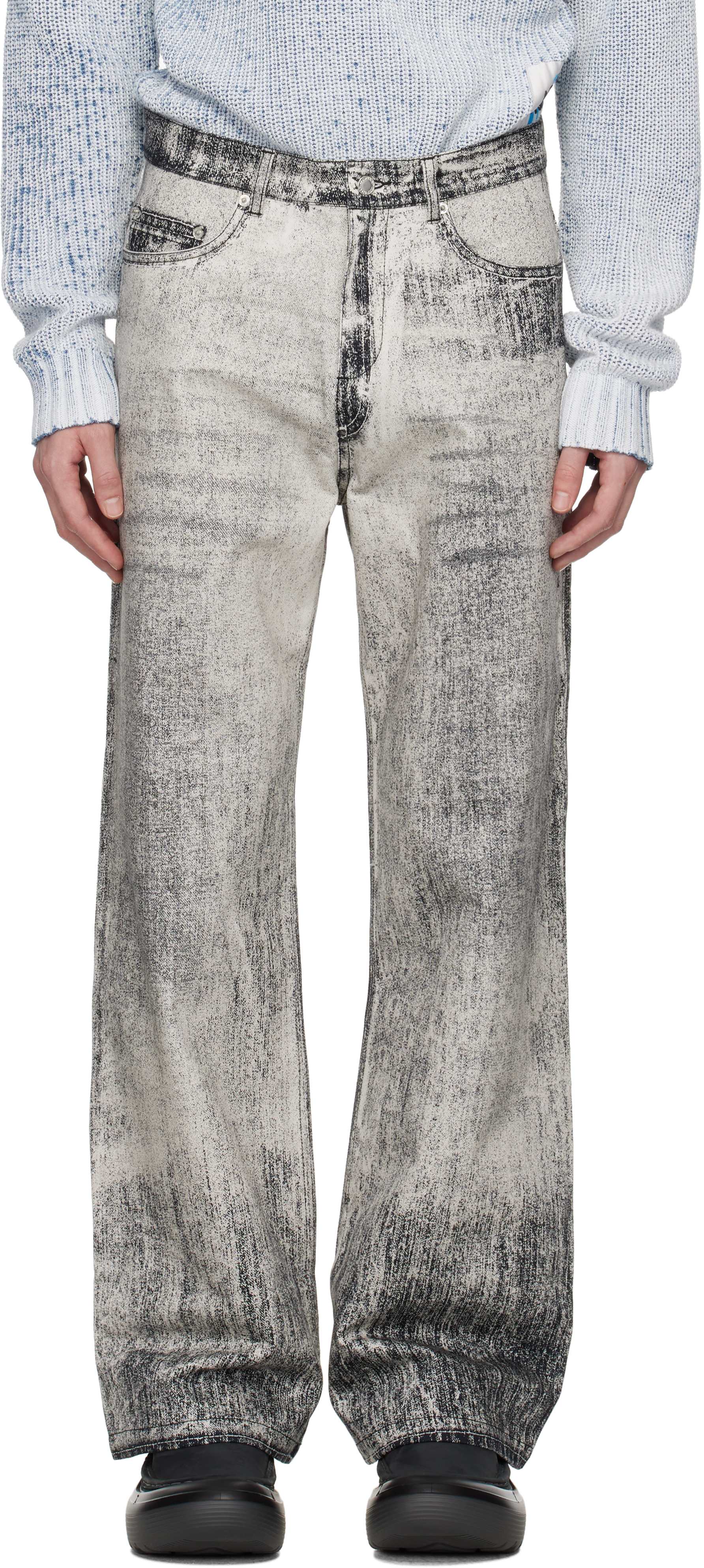 Gray Paint Print Jeans
